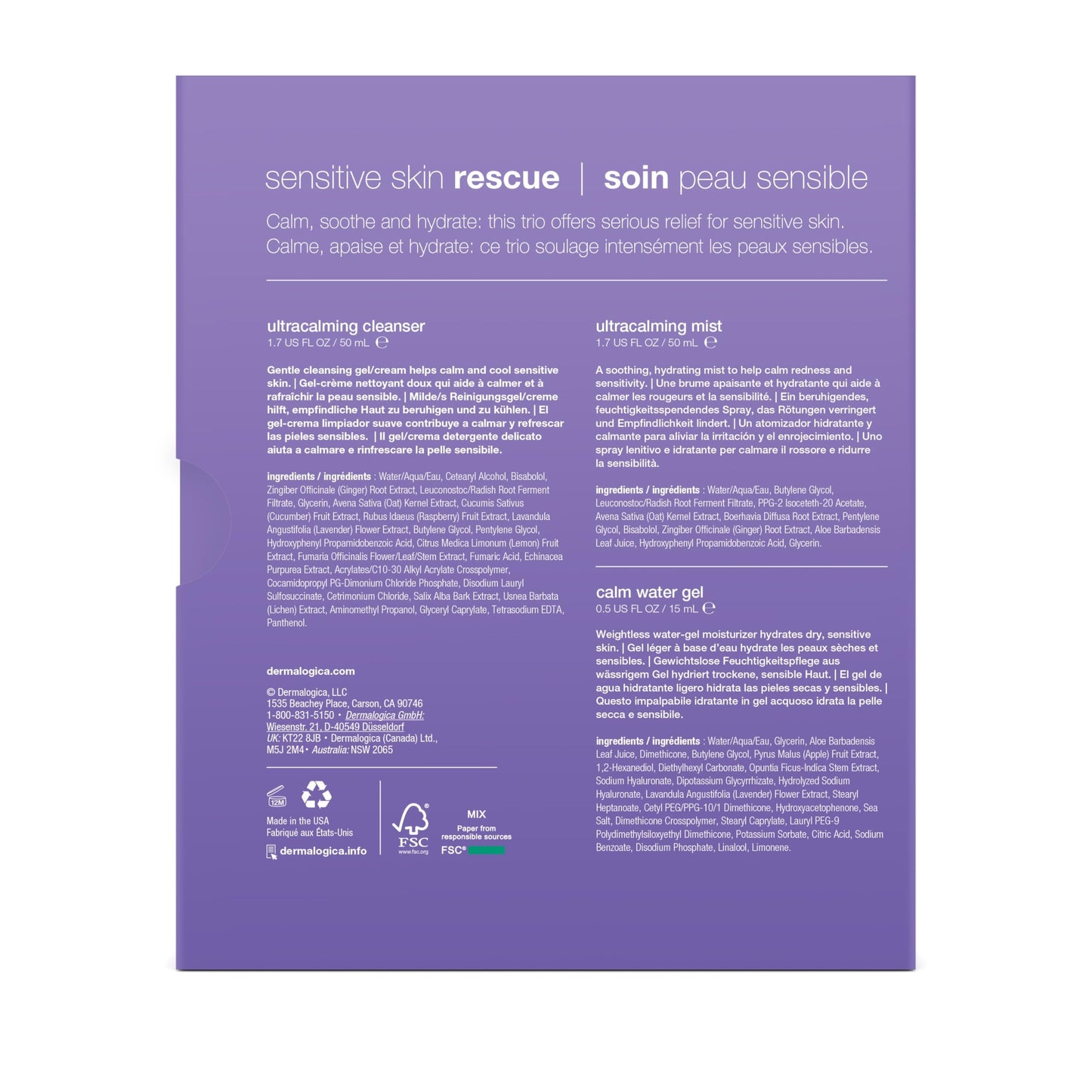 Dermalogica Sensitive Skin Rescue Kit - Set Contains: Face Wash, Toner, and Face Moisturizer - Skin Care To Calm, Soothe and Minimize Irritation