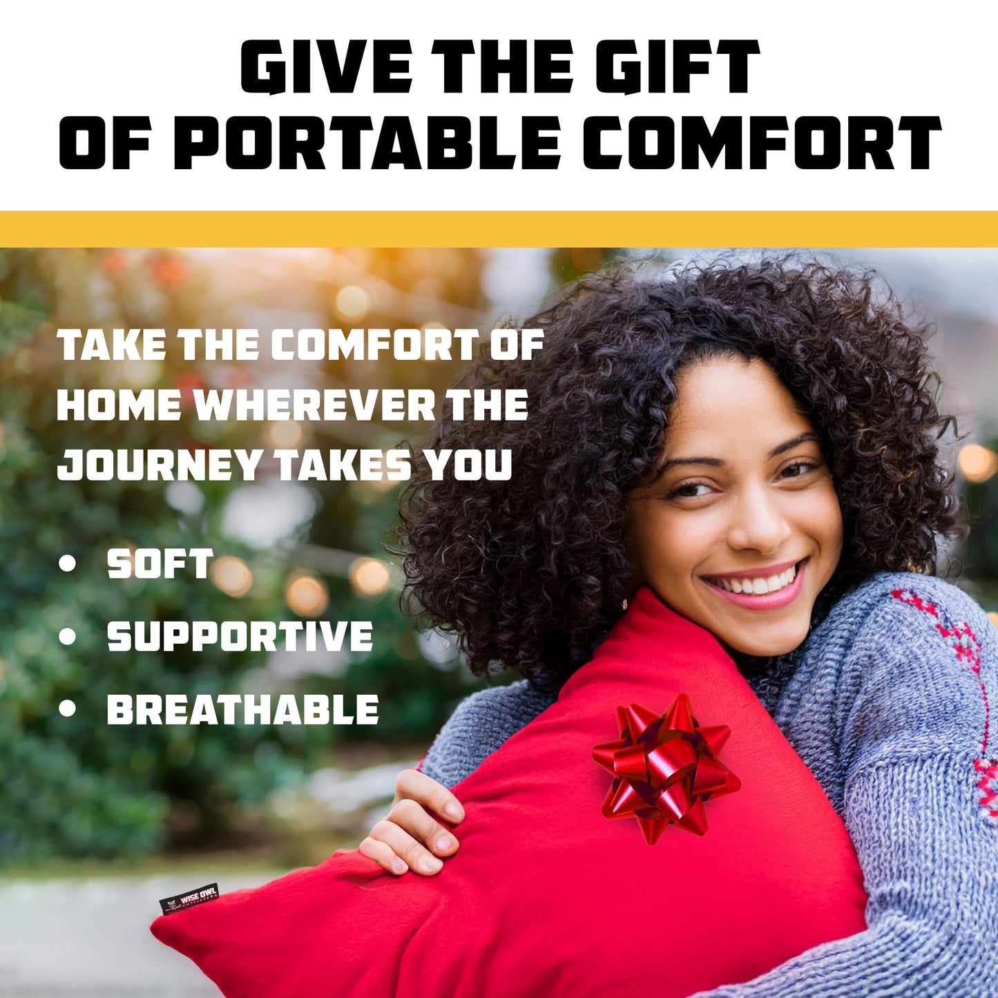 Wise Owl Outfitters Camping Pillow – Memory Foam Travel Pillow for Airplane Sleeping, Hiking, Backpacking & Outdoor Use - Small & Portable for Adults, Car, Camp & Tent