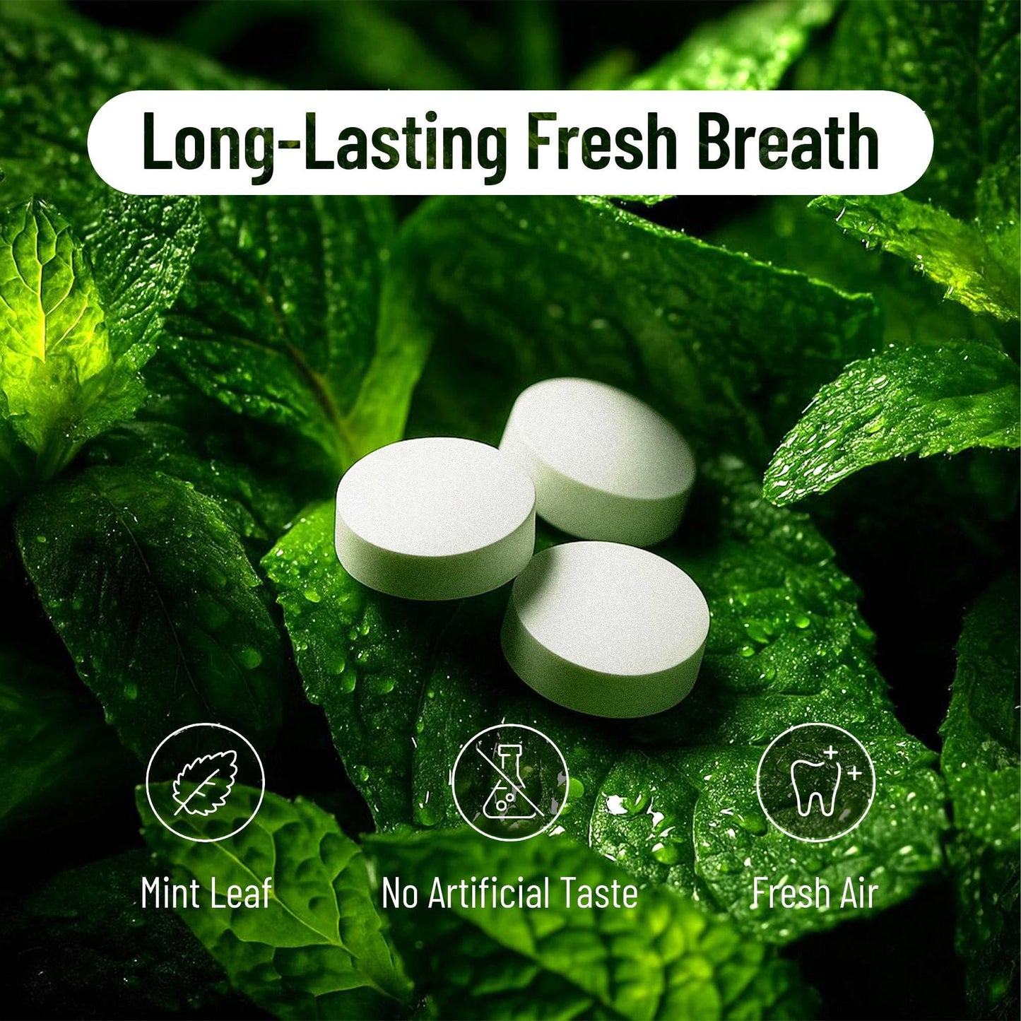 Mint Toothpaste Tablets Fluoride Free – Travel Size Toothpaste for Whitening, Fresh Breath & Clean Teeth – Natural Mint Dental Tablets – Portable Oral Care – 60 Count Jar for Daily Use