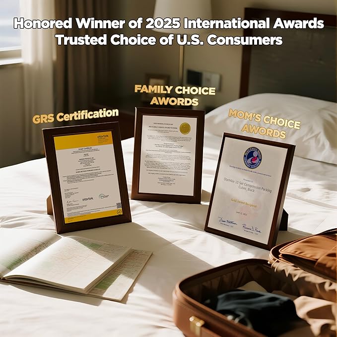 10 Set Compression Packing Cubes for Travel Women Mom,OlarHike Luggage Clothes Storage Gifts for Travelers,Airplane/Cruise/Car/Train Travel Essentials,Compressible Expandable Saver Space Bags(Beige)