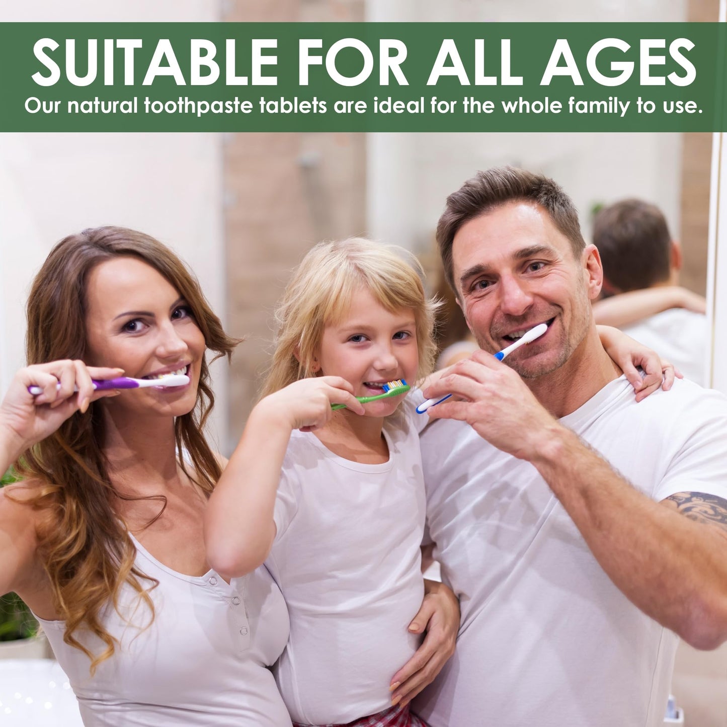 Oral Sure Toothpaste Tablets - Mint Flavor, Anti-Plaque, Anti-Cavity, Prevents Tooth Decay, Anti-Gingivitis, Oral Cleaner, Travel-Friendly, Fluoride-Free