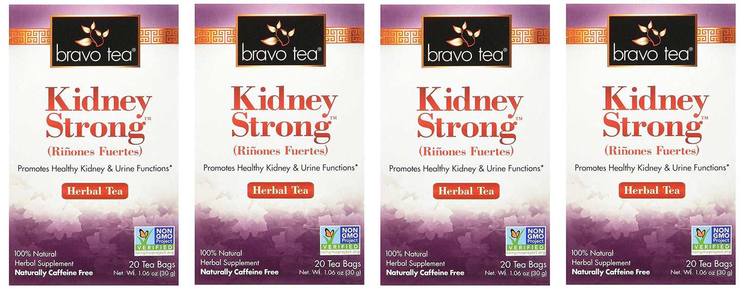 Bravo Teas Kidney Strong Herbal Tea, Caffeine Free, 20 Tea Bags (Four Pack)