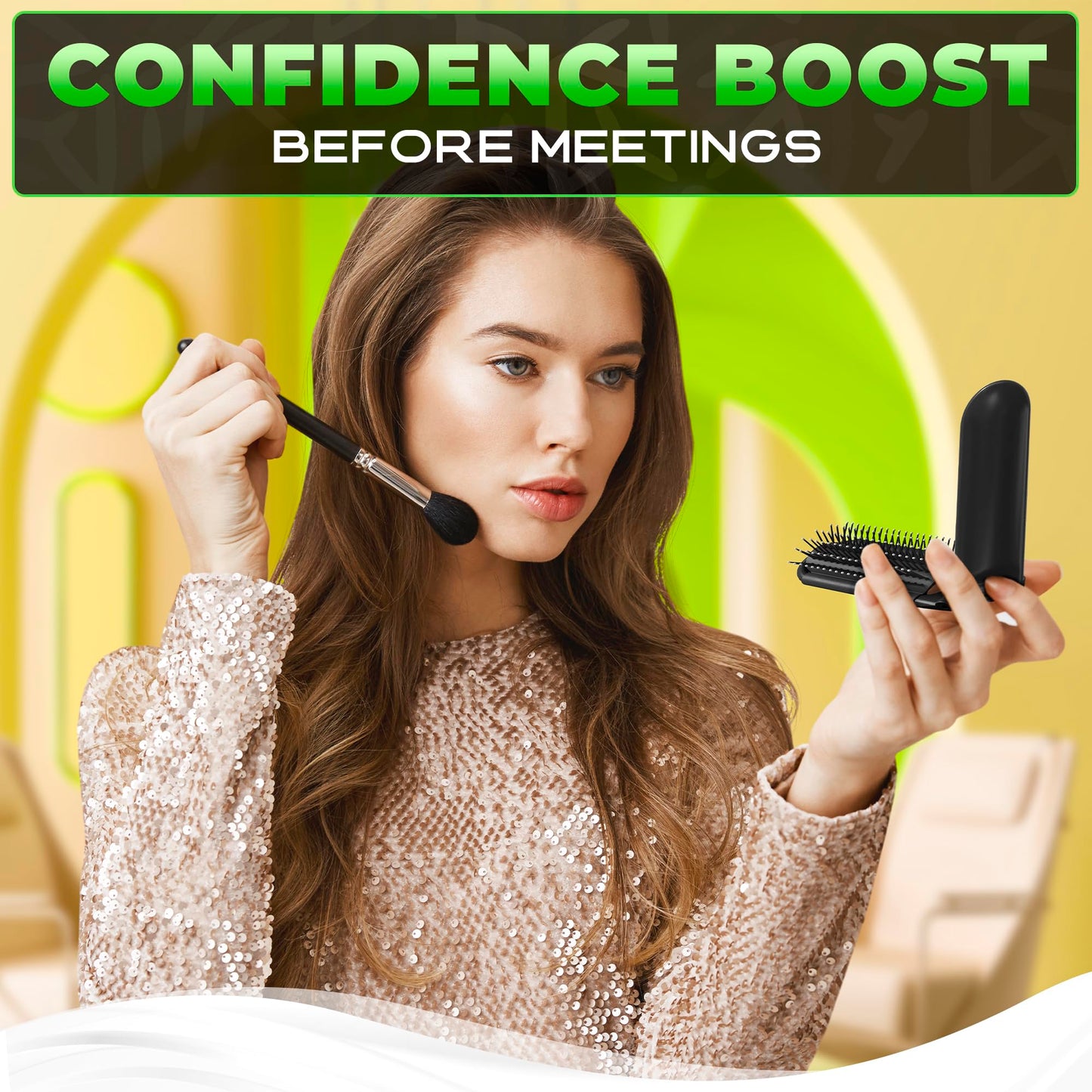 4 Pcs Travel Hair Brush - 4.25x1.49" Folding Hair Brush with Mirror and Flexible Nylon Bristles, Lightweight Travel Comb for Women - 4 Colors Pack, Foldable Hairbrush for Styling on the Go