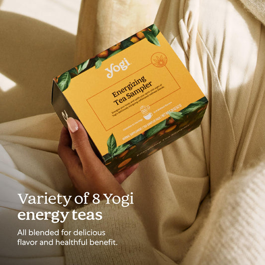 Yogi Organic Tea Energy Sampler Box (32 Tea Bags) - 8 Energizing Black & Green Teas - Contains Caffeine - Gift Set & Variety Pack