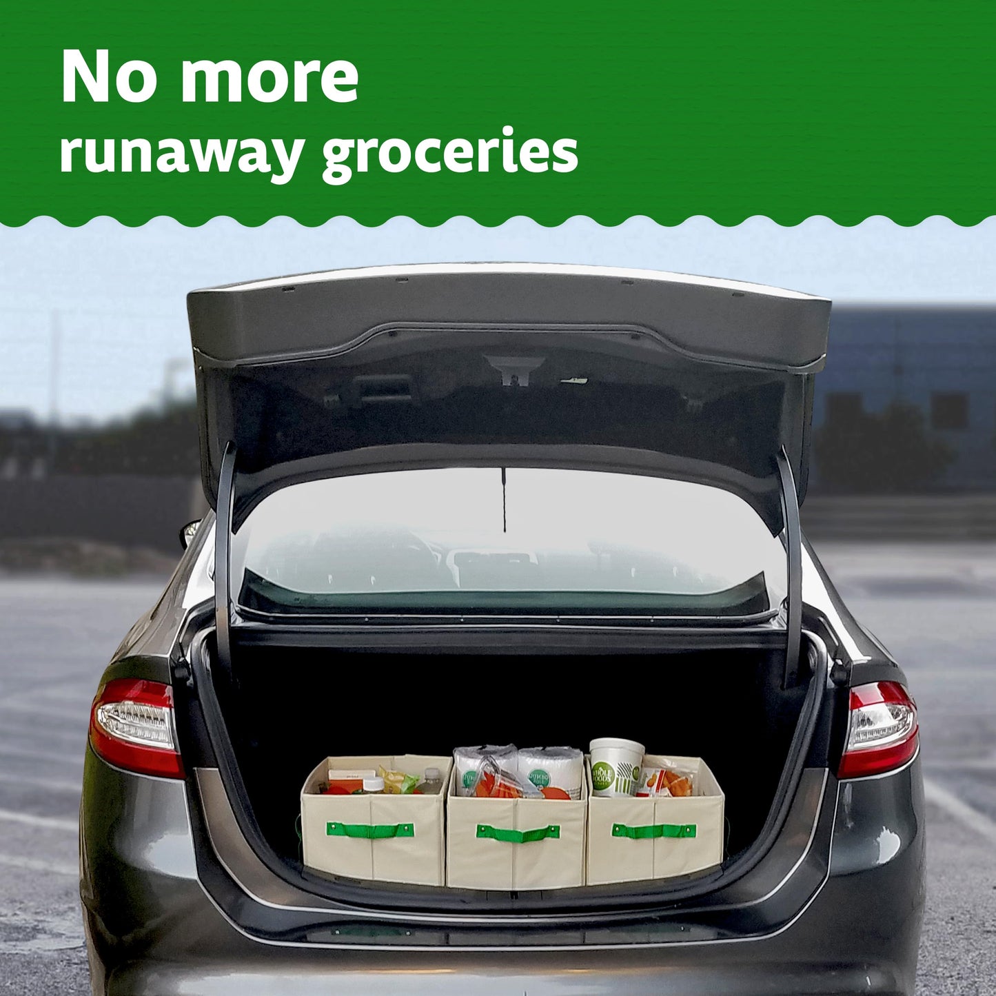 Green Bulldog Reusable Grocery Bags - Heavy Duty Reusable Shopping Tote Bags W/Long Handles, Foldable & Collapsible, Holds Up to 65 lbs - for Kitchen, Picnic 3 Pack