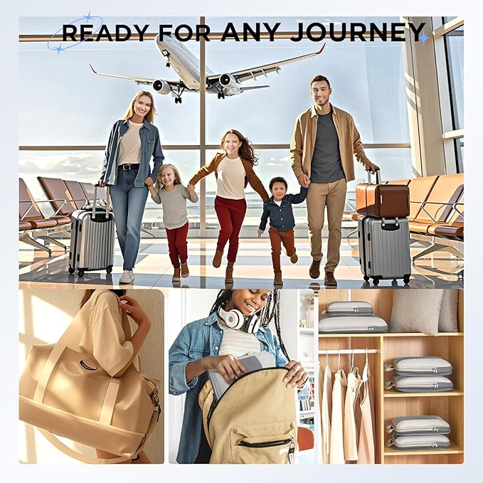 10 Set Compression Packing Cubes for Travel Essentials,Compressible Expandable Packing Cubes for Suitcase,OlarHike Luggage Organizer Bags for Travel,Handy Helper for Organizing Clothes(Gray)