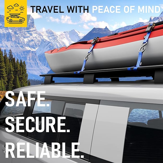 AUGO Ratchet Straps Heavy Duty 4 Pack -15 FT - 2200 LB Break Strength – with Safety Lock S Hooks - Cargo Straps for Moving, Appliances, Motorcycle – Soft Loop Tie Down Straps