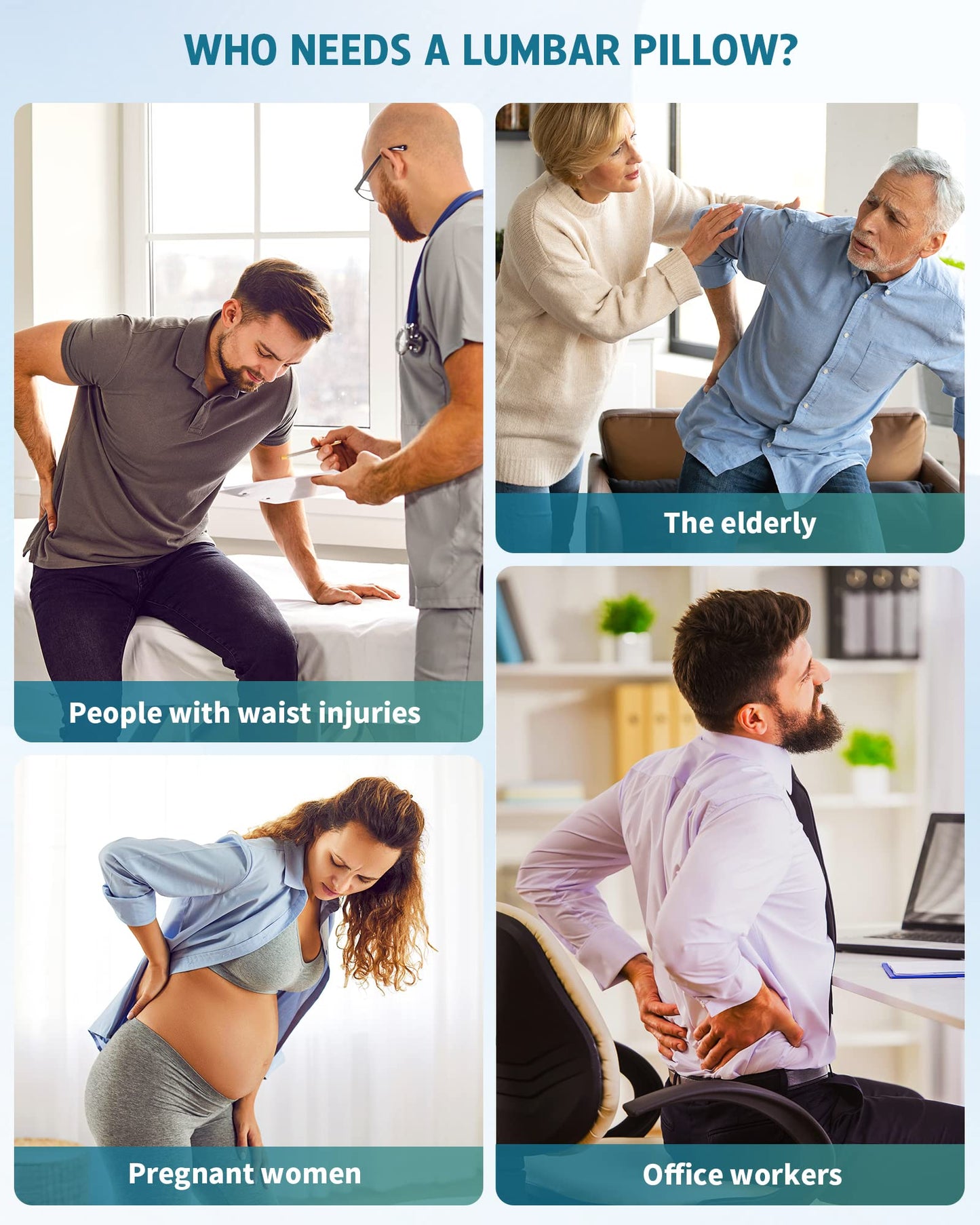 Inflatable Lumbar Pillow for Airplane Travel Lumbar Support Pillow for Car, Office Chair Back Support Office Chair Back Support for Reducing Lower Back Pain (Black)