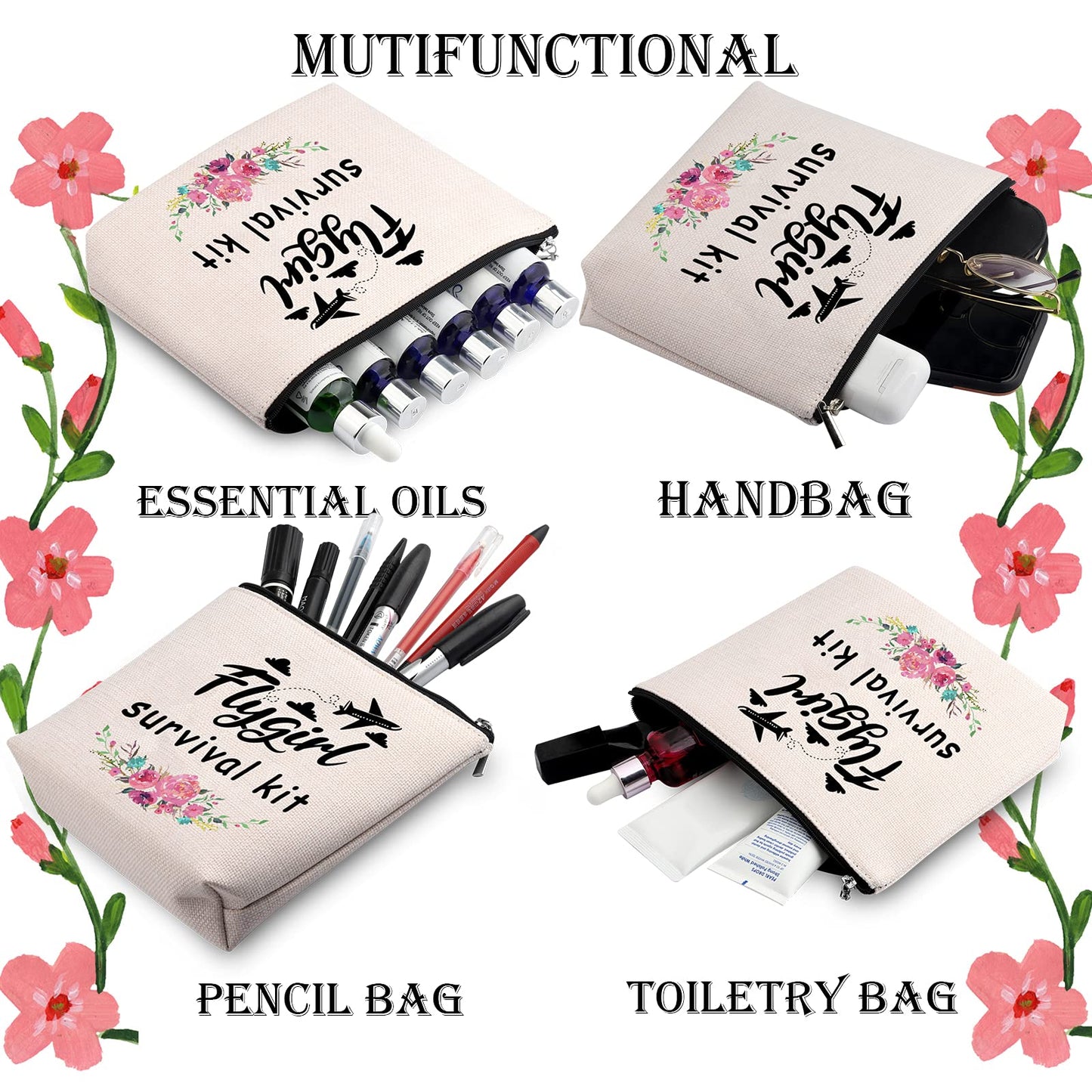 Generic WCGXKO Flygirl Survival Kit Flight Attendant Gift Zipper Pouch Travelling Bag for Stewardess Flight Crew (Flygirl Survival)