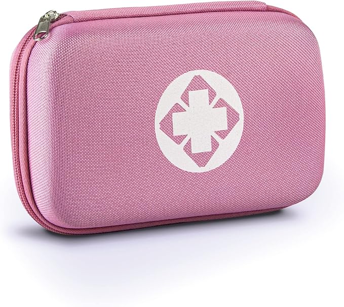 276PCS Small Travel First Aid Kit Supplies for Business, First Aid Emergency Set Backpacking Essentials Items Trauma Survival Kits for Outdoor Adventure, Pink AMORNING