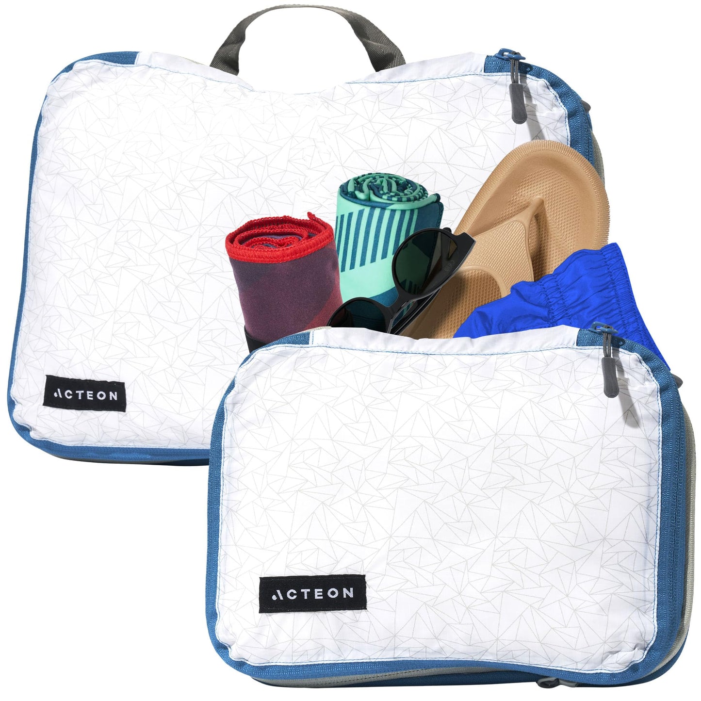 Compression Packing Cubes - 2 Pack Clean Dirty Separate Zipper - Luggage & Suitcase Organizer Travel Cube, Large Small Laundry Compartment Organizers for Clothes, Shoes Makeup