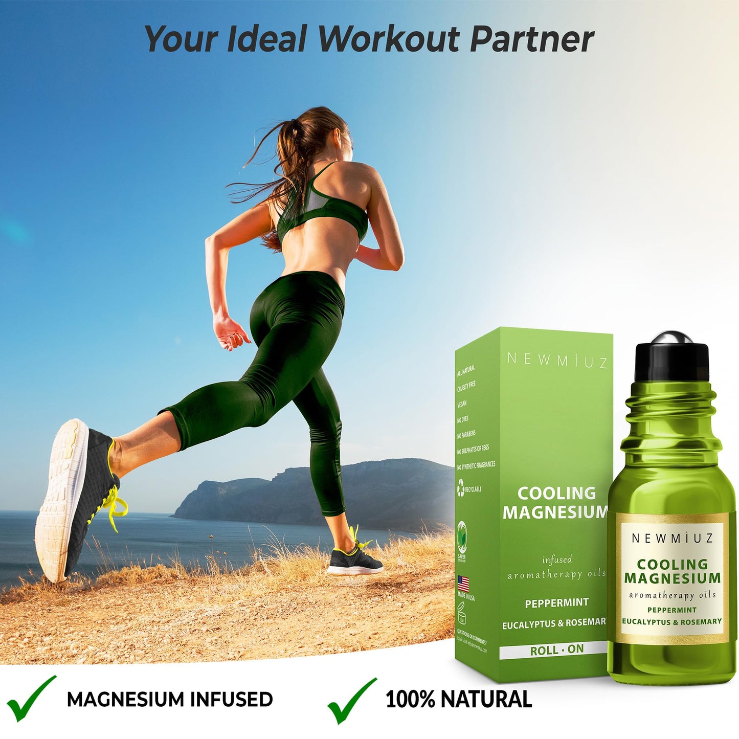 Migraine Roll on Stick Tension Headache Relief Magnesium Cooling Peppermint Eucalyptus Essential Oil Sinus Aromatherapy Roller Natural Self Care Gift