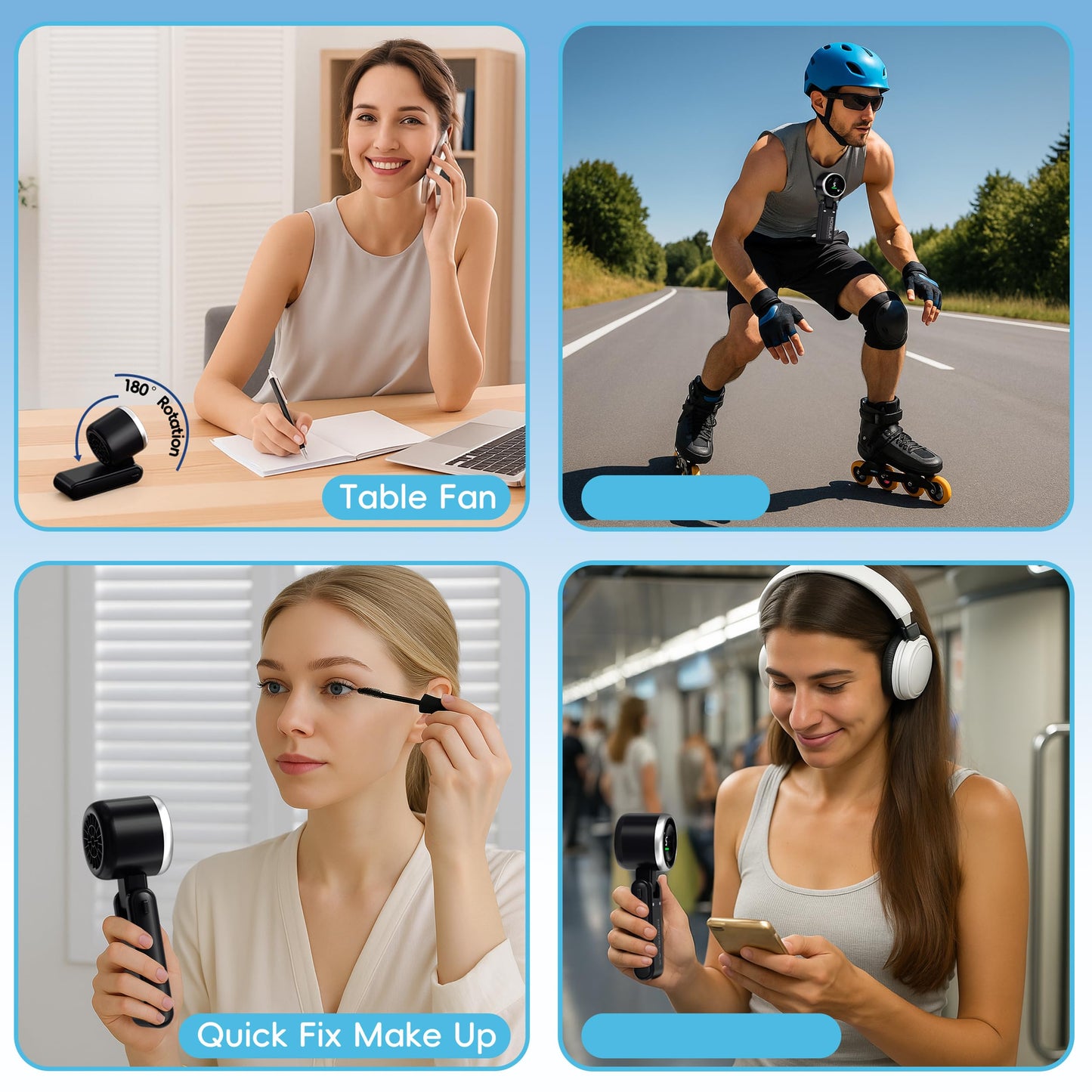 Morelax Personal Handheld Fan,High-Speed Turbo Fans,5-Speed with LED Display,Powerful Motor,4000mAh,USB Rechargeable Portable Cooling Fan for Outdoor Activities,Travel,Working,Black