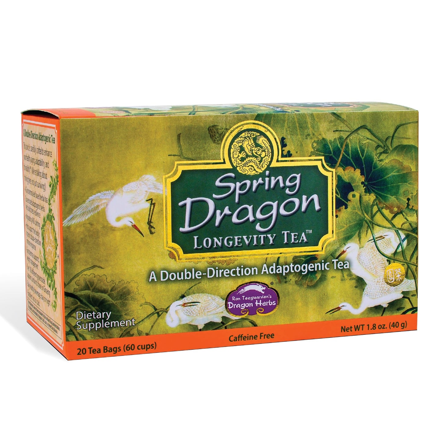 Dragon Herbs Spring Dragon Longevity Tea - Adaptogenic Gynostemma Leaf Herbal Tea Infused with Schizandra Berry, Goji Berry, Astragalus Root, Eleuthero Root, Luo Han Guo Fruit – Immune Support, Calming, Invigorating, Energy, Soothing, Digestion Support, C