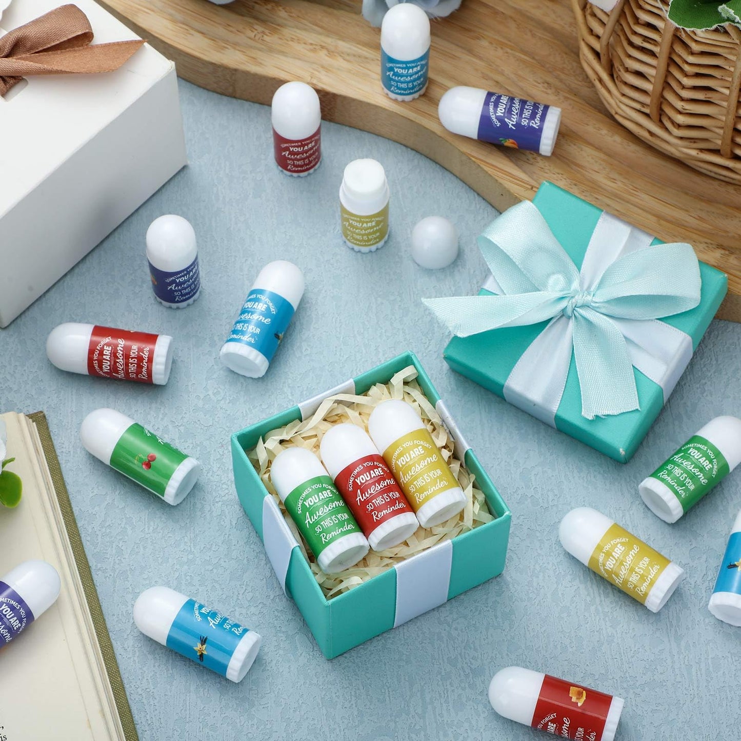 50 Pcs Thank You Christmas Mini Lip Balm Bulk Gifts for Women Christmas Lip Balm Gifts Natural Ingredients Products for Coworkers Employee Teacher Xmas Party Favors