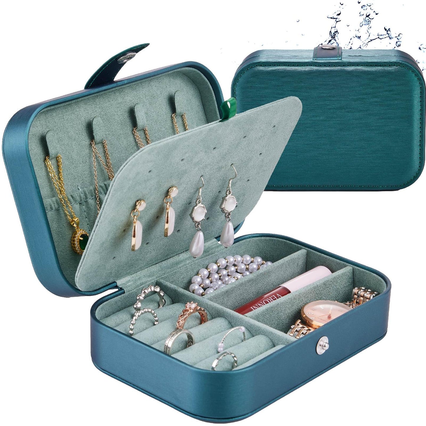 Arcbt Travel Jewelry Case, 100% Anti-Tangle, Marquetry Work PU Leather Travel Jewelry Organizer with Microfiber Lining, Precision Single Thread Sewing Small Jewelry Box, Best Women's Christmas Gift