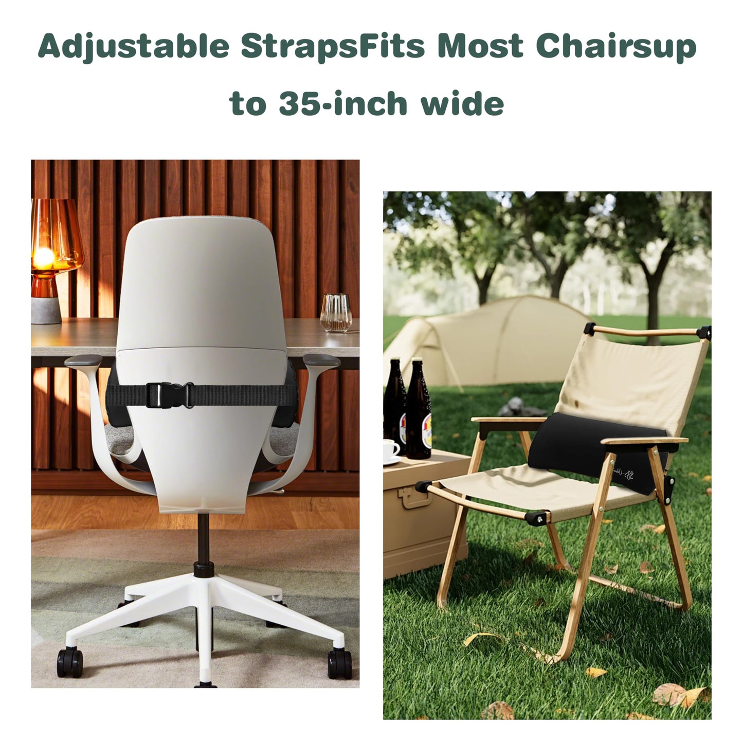 SSS·UrbanForests Inflatable Neck and Lumbar Support Pillow with Adjustable Straps for Travel and Office Use