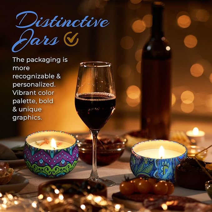 ELEGANTZ Scented Candles Gift Set – 4 Assorted Travel Tin Candles with Flower Petals, Rich Fragrance for Aromatherapy, Home Decor – Perfect for Housewarming, Birthdays, Spa, Bath, Meditation