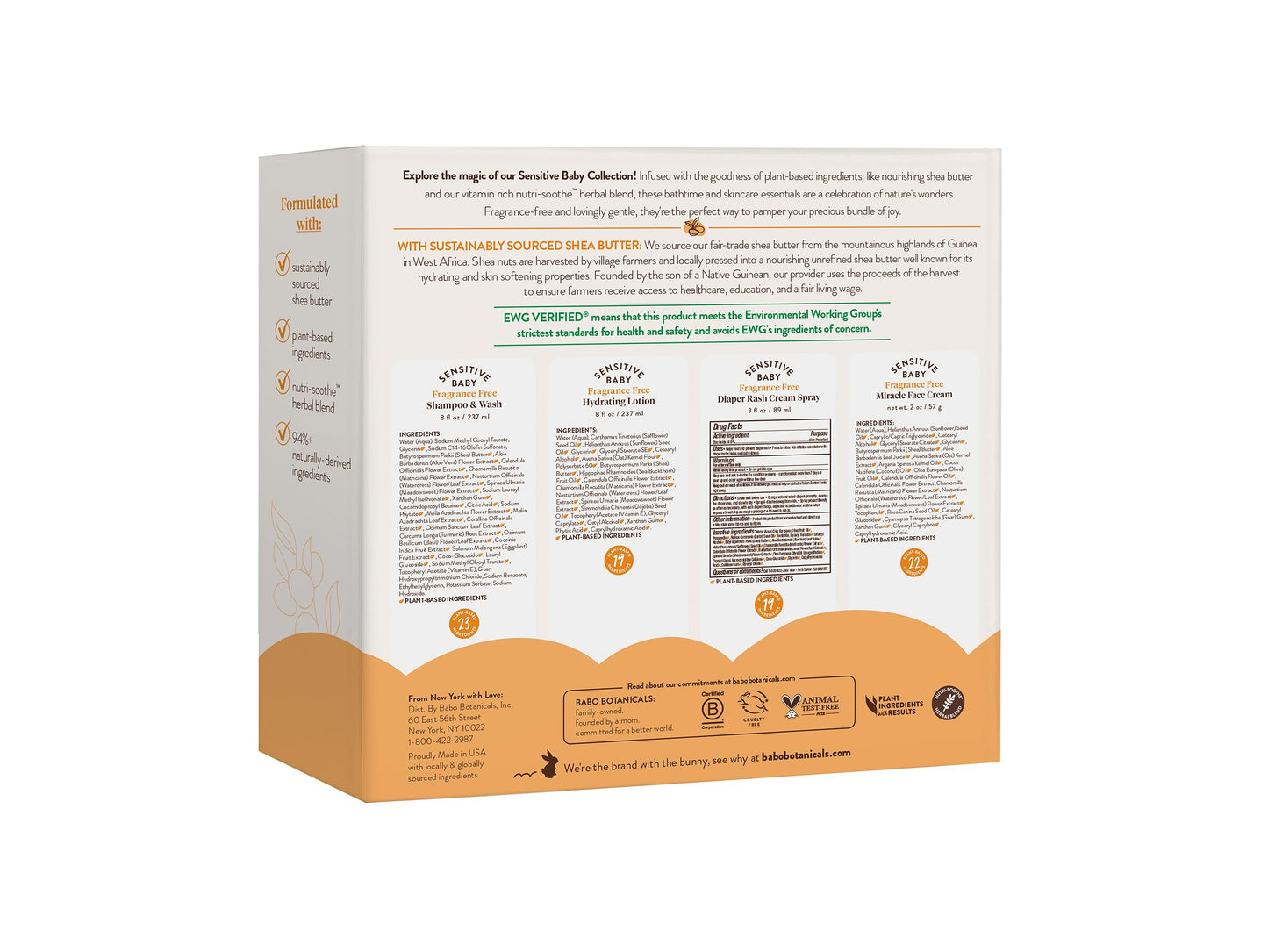 Babo Botanicals Baby Care Essentials Gift Set - Skincare, Bath & Diaper - For Delicate Skin, Fragrance-Free with Shea Butter, Includes Reusable Carry Pouch - Natural & Plant Based - 5 Items Set