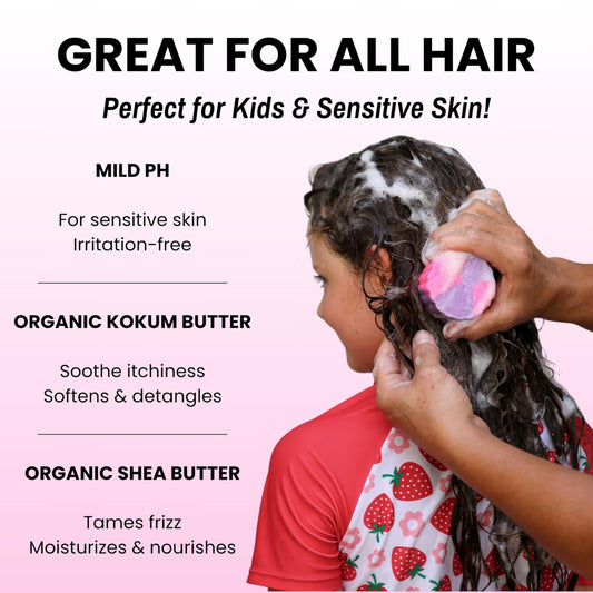 Otter co. Kids Gentle Strawberry Shampoo Bar – Tear Free Toddler Shampoo – Sulfate Free & Non Toxic – Made with Organic Ingredients – Vegan, Cruelty Free, Natural & Hydrating for All Hair, USA Made