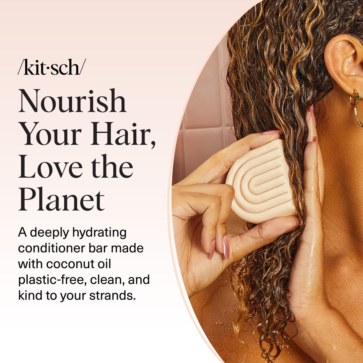 Kitsch Coconut Oil Conditioner Bar - Hair Conditioner For Women and Men - Deep Moisturizing, Nourishes, Hydrate & Soften Damaged Dry Hair - Silicone, Paraben & Sulfate Free - 2.7 oz