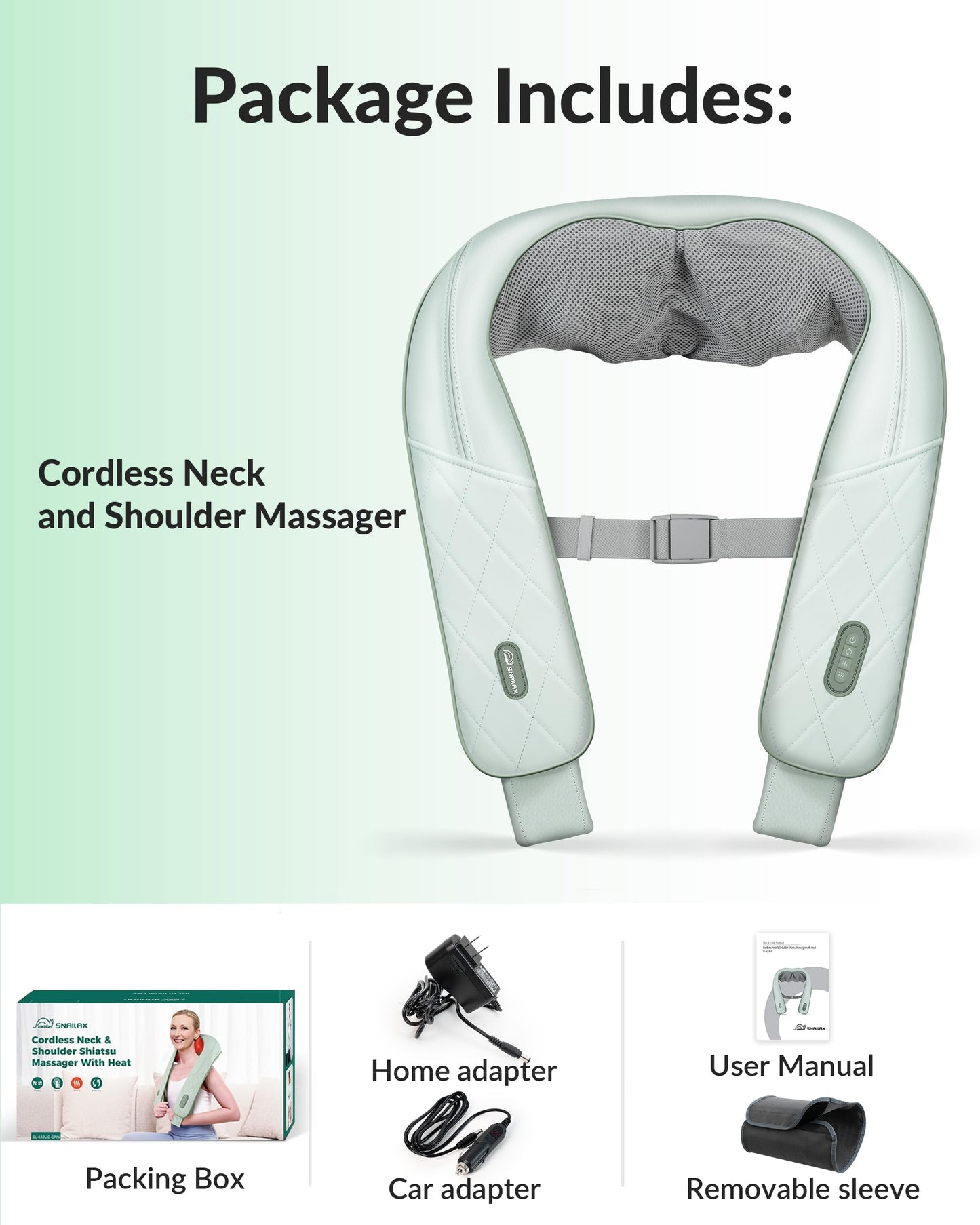 Cordless Neck Massager with Heat, Shiatsu Neck Shoulder Massager for Pain Relief Deep Tissue, 4D Kneading Back Massager Pillow, Rechargable Portable Massager, Gifts/Presents for Women, Men