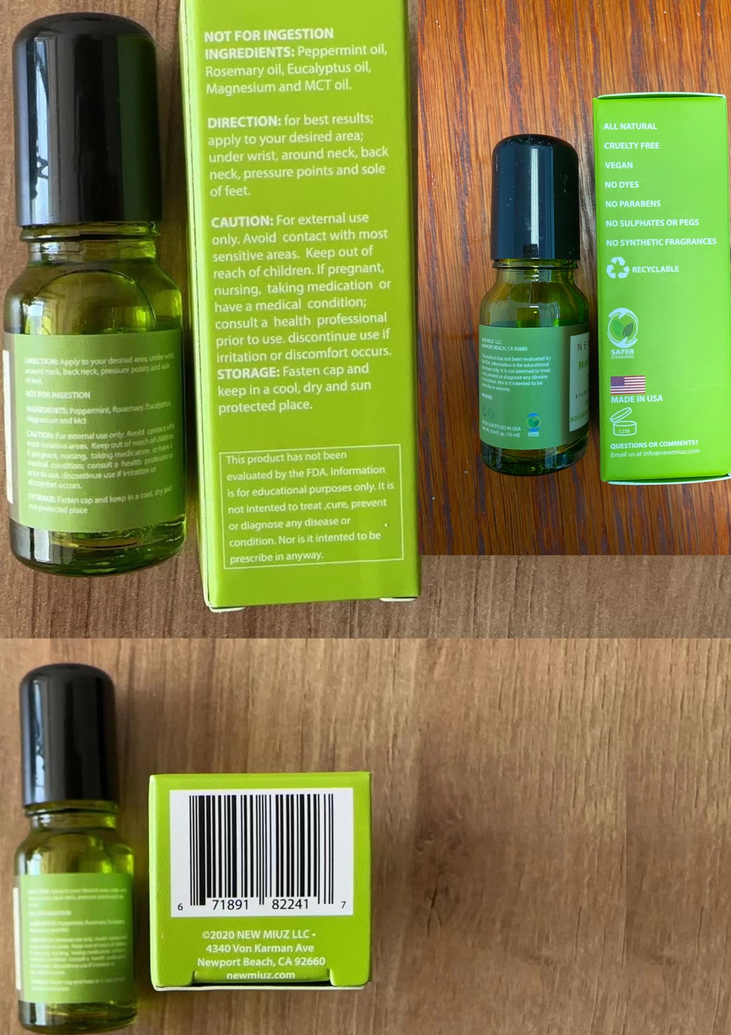 Migraine Roll on Stick Tension Headache Relief Magnesium Cooling Peppermint Eucalyptus Essential Oil Sinus Aromatherapy Roller Natural Self Care Gift