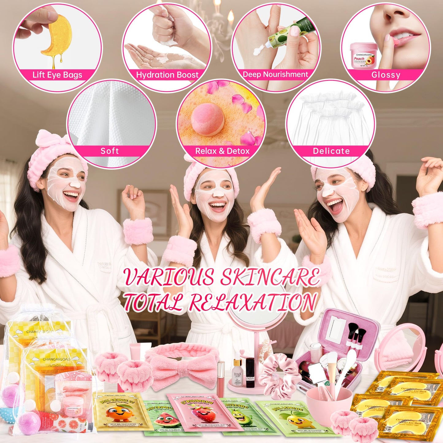 70-Piece Spa Party Kit for 10 People, Girls Spa Night Set & Spa Kit for Girls Ages 10-12 | Includes Bath Bomb, Face/Eye Mask, Lip Balm, Hand Cream, Towe, Gift Bag | Spa Day (Spa Set 10 people-70pcs)