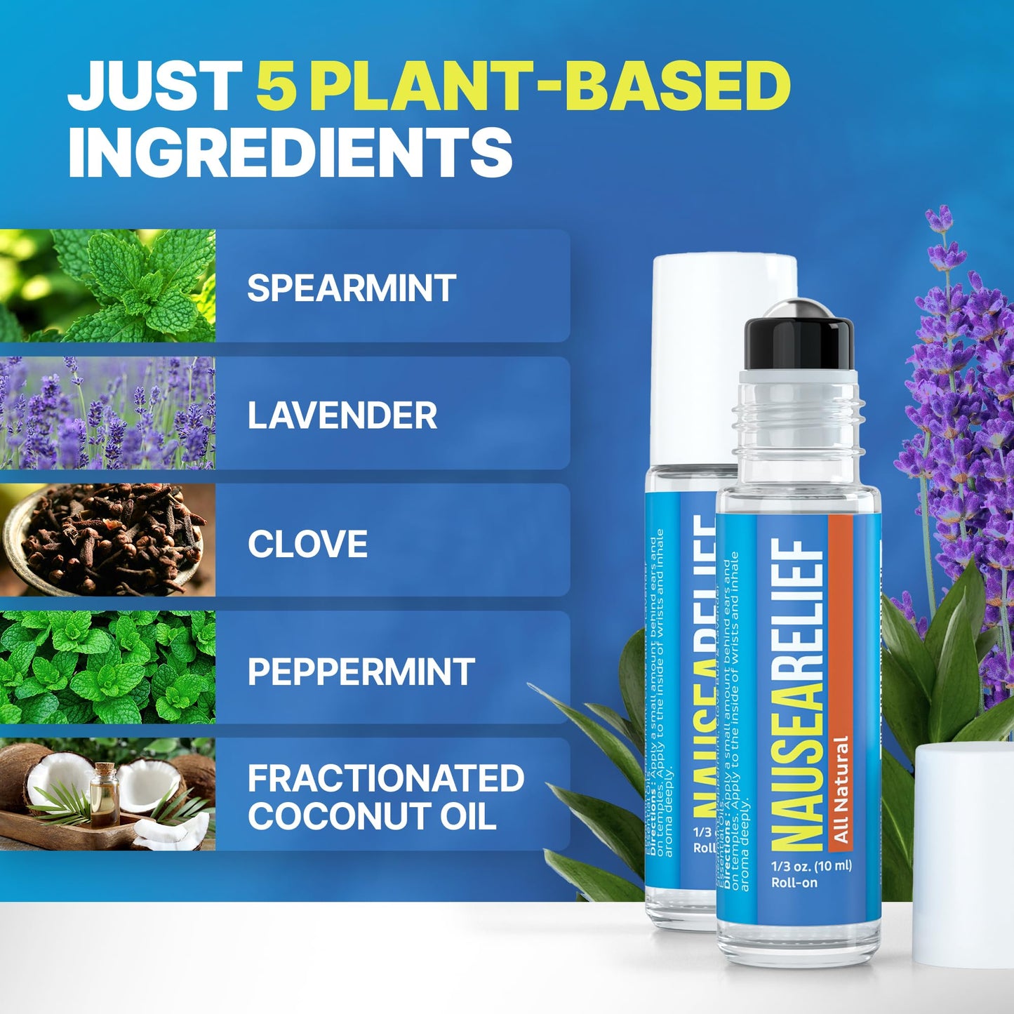 Migrastil Nausea Ease Roll-On (10ml) - Quick Aid for Queasiness from Motion Sickness, Migraines, Chemo, etc. - Cruelty-Free & Vegan. Made in The USA.