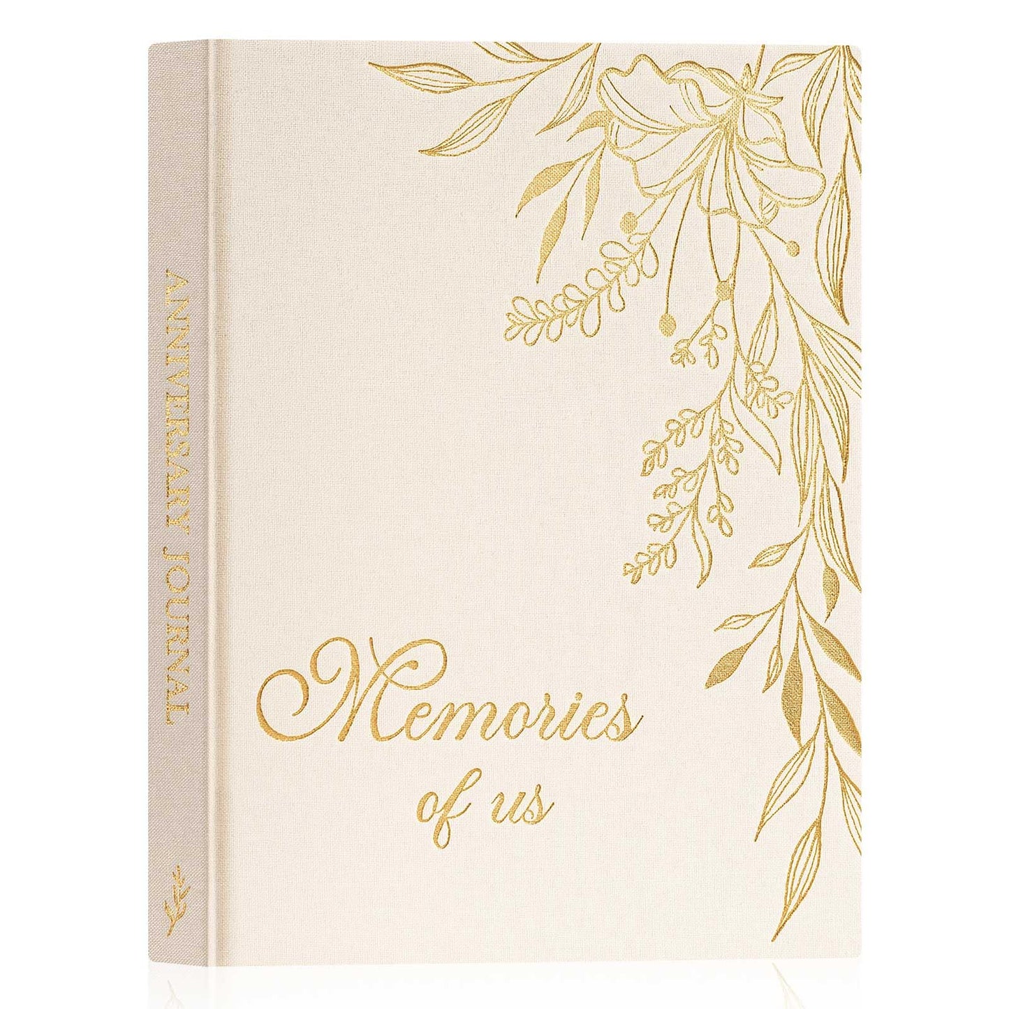 Lanpn Wedding Anniversary Journal Book Memories of Us, Linen Dating to 70th Wedding Scrapbook Notebook Memory Book, Newlywed Marriage Couple Anniversary Journal Bridal Shower Gifts (Beige, 190 Pages)