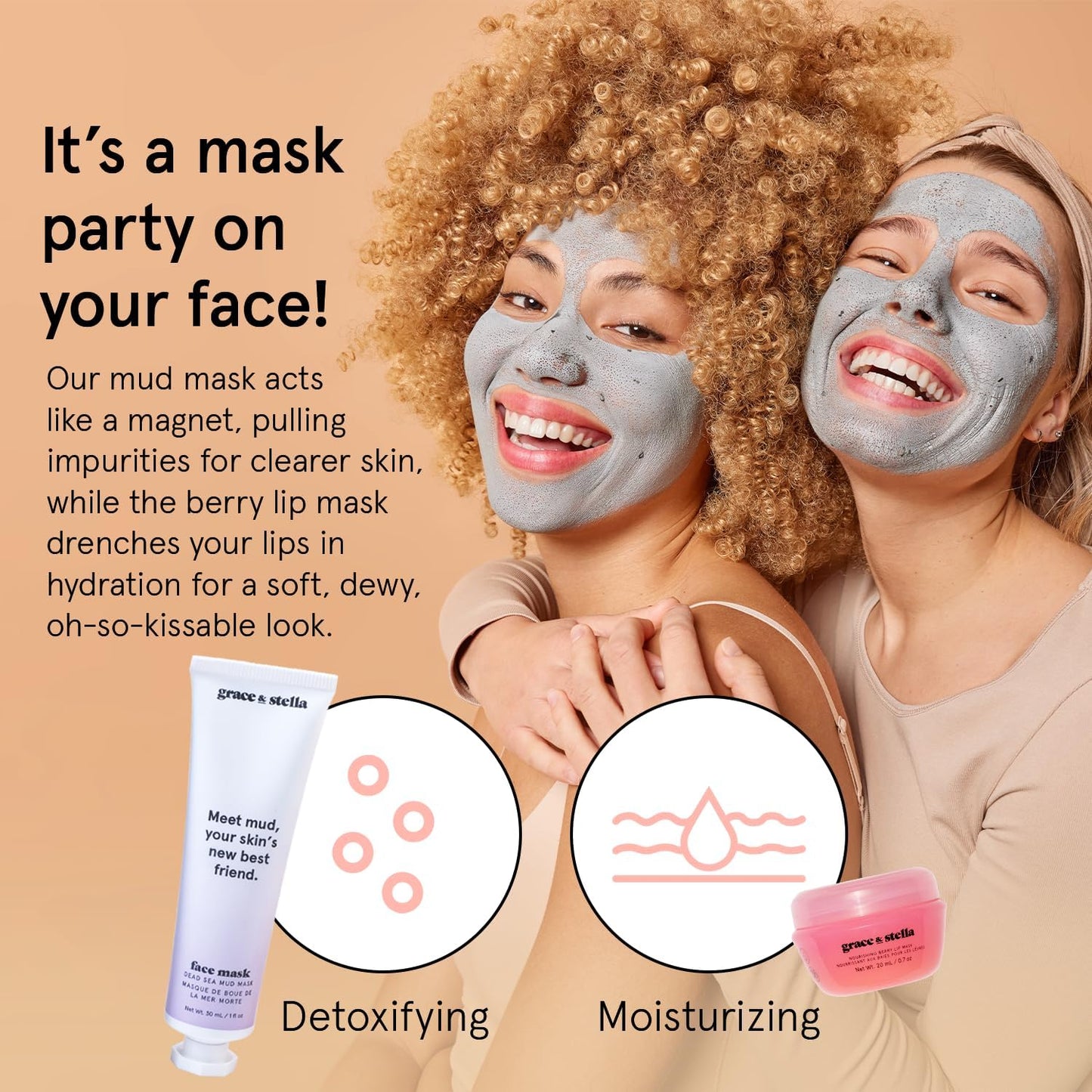 grace & stella Award Winning Skin Care Set - Gifts for Women - Travel Size Toiletries with Eye Masks, Hyaluronic Acid Serum, Lip Balm & More - Bridesmaids, Birthdays, Teen Girl Gifts - Vegan Self Care