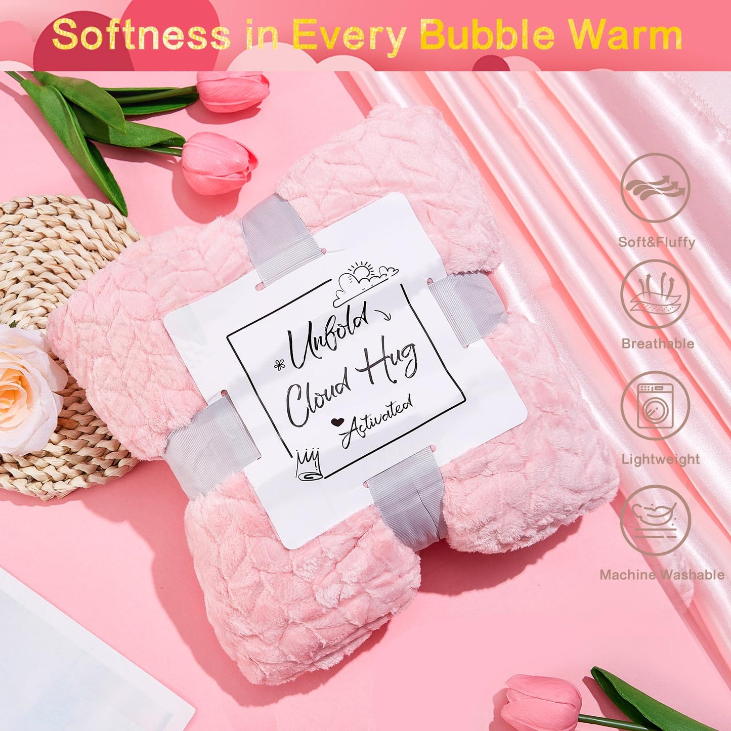 LuckyBundle Birthday Gifts for Women - Luxury Self Care Gift Basket for Her, Mom, Sister, Bestied Coworker - Unique Spa Care Package with Flannel Blanket - Ideal for Mother's Day, Get Well Soon