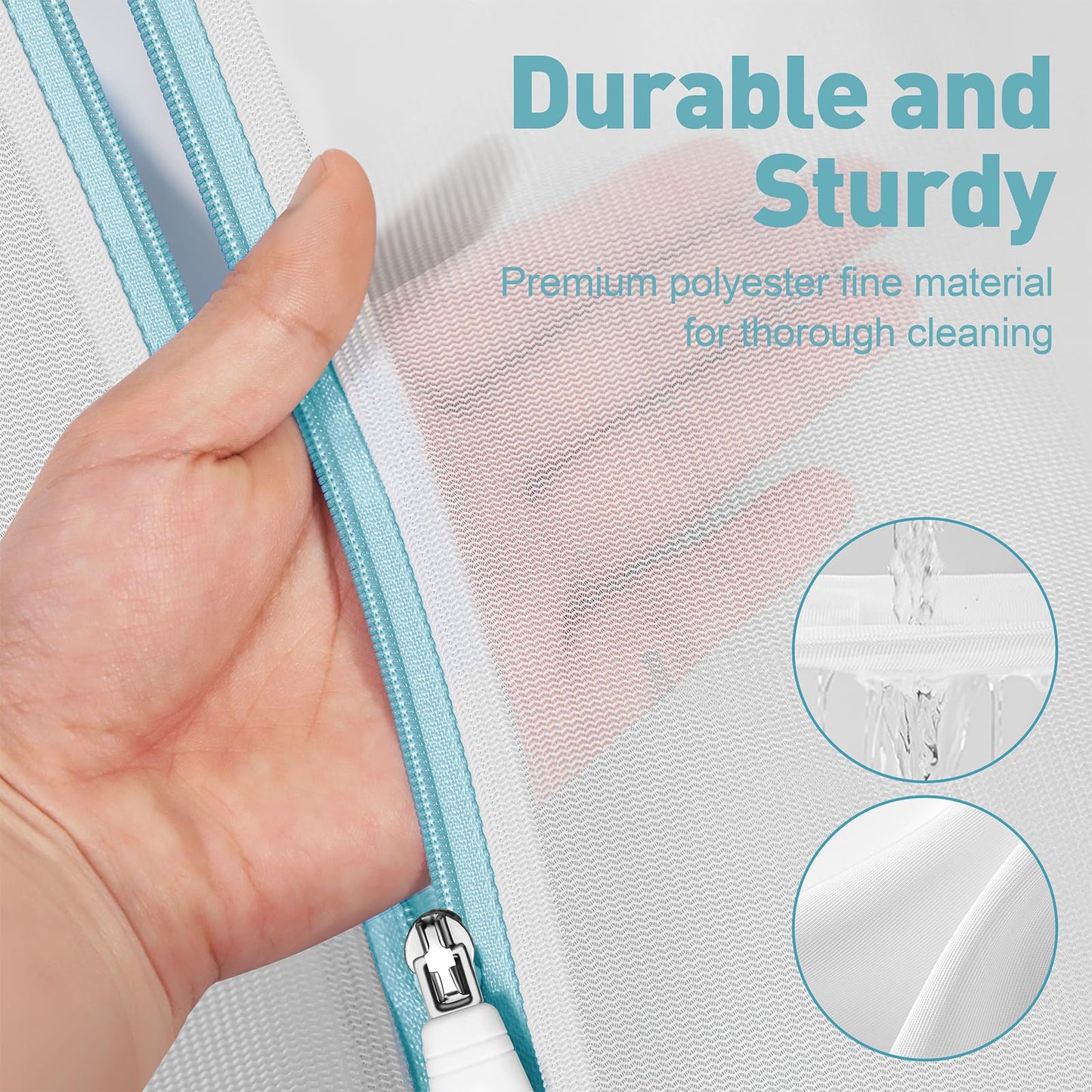 RNOAFMU 5-Pack Mesh Laundry Bags for Delicates | Zippered Wash Bags for Bras, Shoes, Travel, College Dorm Essentials in 3 Sizes (2 Small, 2 Medium, 1 Large)