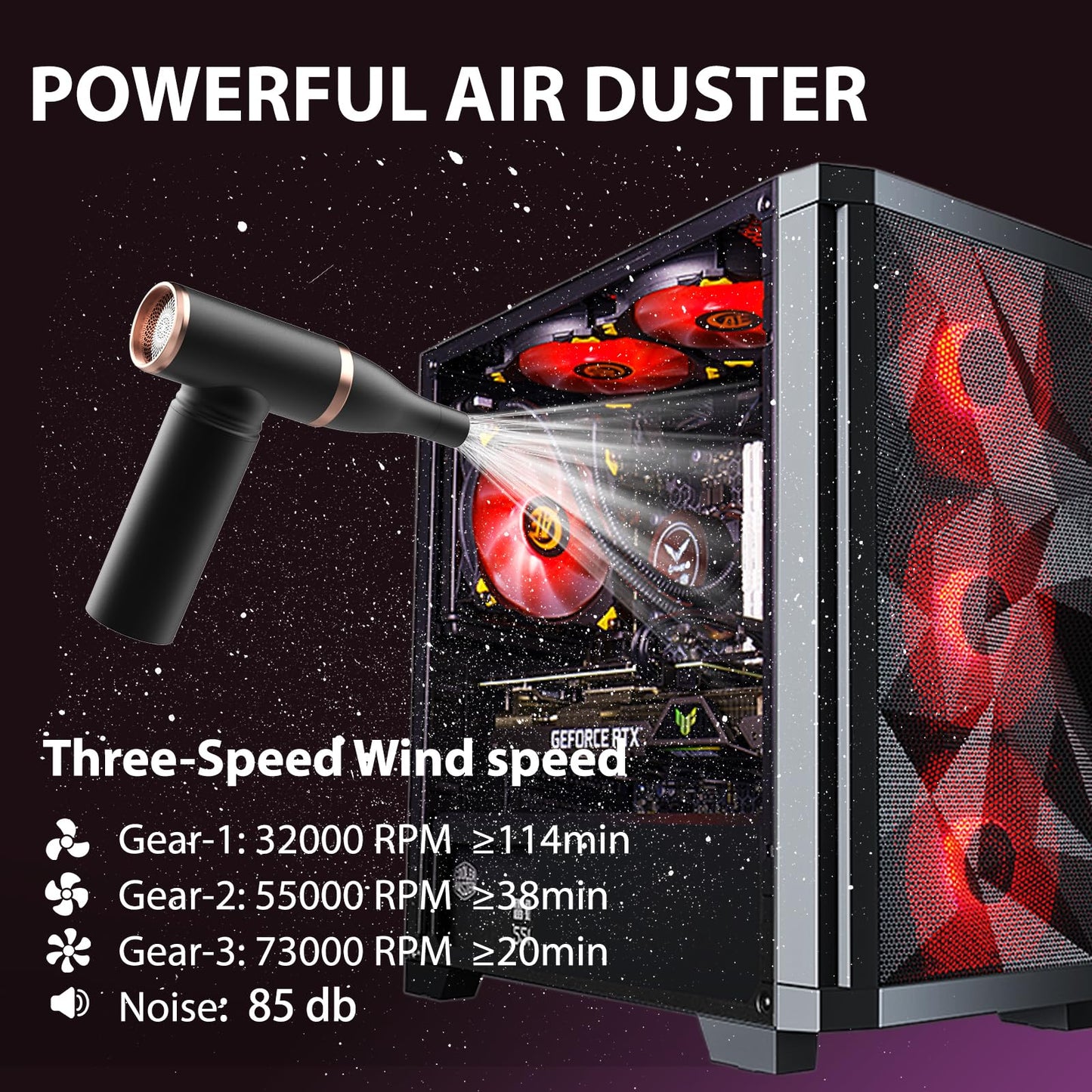 Concare Cordless Hair Dryer No Hot Air, Mini Blow Dryer, Aluminum Air Duster Keyboard Cleaner for Computer Keyboard Electronics Cleaning, Outdoor Hiking, Camping, Air Cushion Inflation (093)