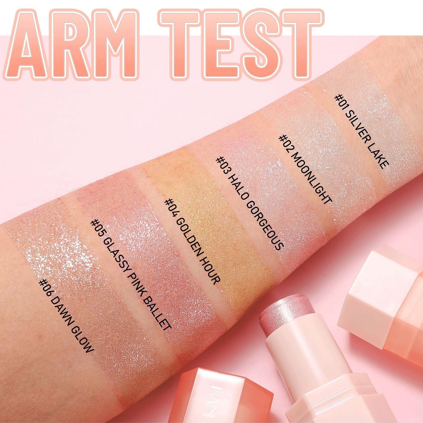 SWETIYOU Crystal Jelly Glaze Stick 3 in 1 Cream Highlighter Eye Shadow Stick Shimmer Lip Balm, Easy Blend & Long Lasting, For Face and Body(02)