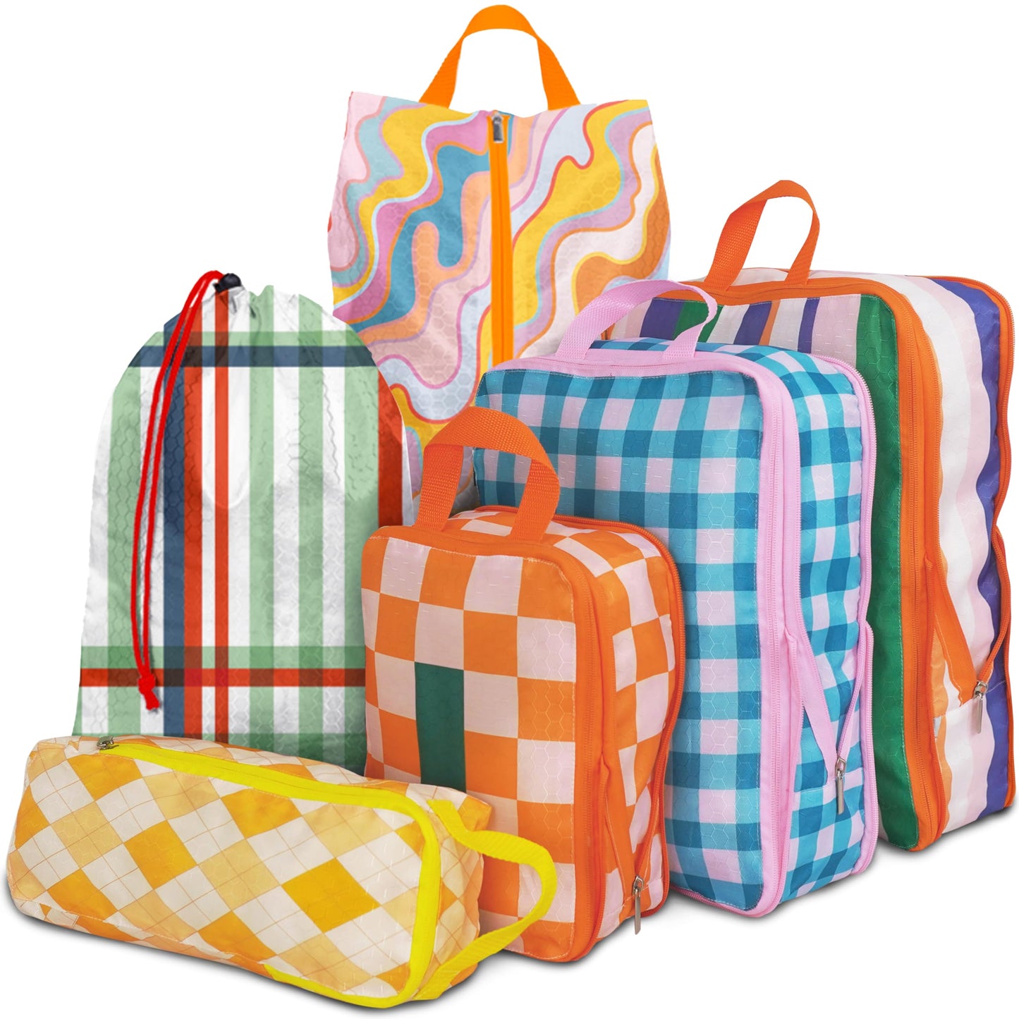 6 Pcs Compression Packing Cubes, Packing Cubes for Travel, Waterproof Luggage Organizer Bags Set, Cute Packaging Cubes for Women Kids Backpack Carry-Ons