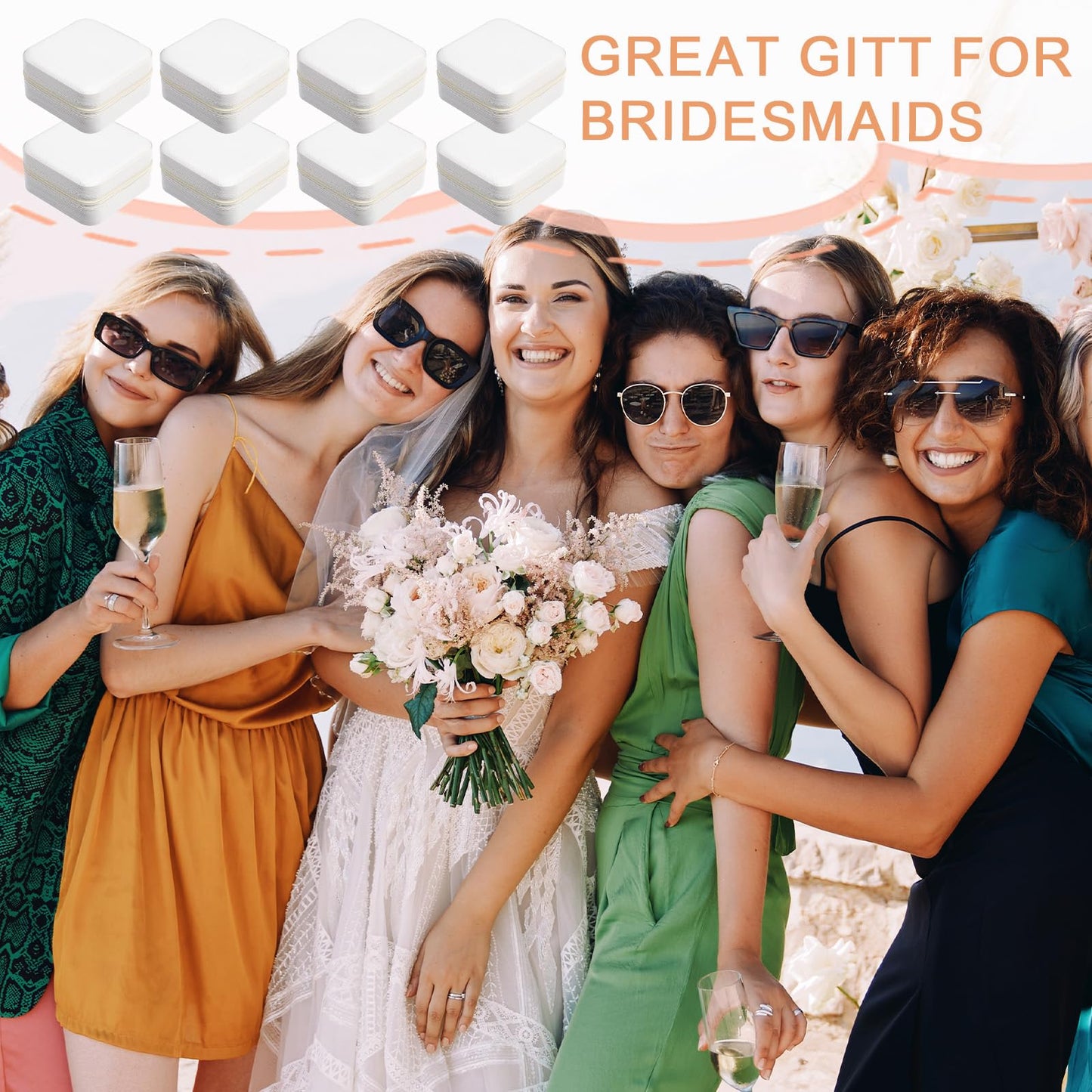 8 Pack Travel Jewelry Case Small Travel Jewelry Box Bridesmaid Gifts Jewelrys Box, PU Leather Small Jewelrys Case Organizer Storage for Rings Earrings Necklaces, Beauty Gifts for Women Girls