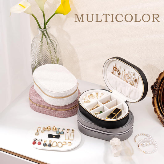 ProCase Travel Jewelry Organizer Box, Small Jewelry Organizer for Earrings Bracelet Necklace Ring, Compact Jewelry Storage Case for Women Girls -Black