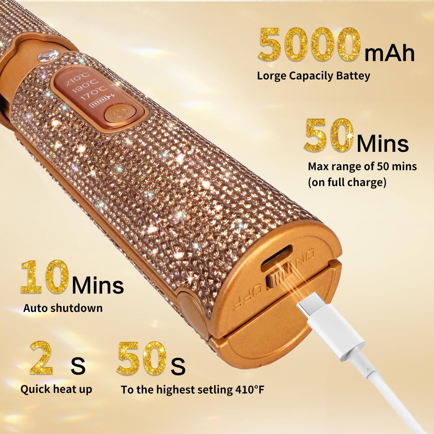 Cordless Hair Straightener, Portable Straightener 2 in 1 for Hair Straightening and Curling, Fast Heating Cordless Flat Iron, 5000mAh Hair Straightener Travel,210°C/410°F Within Seconds(Libre)