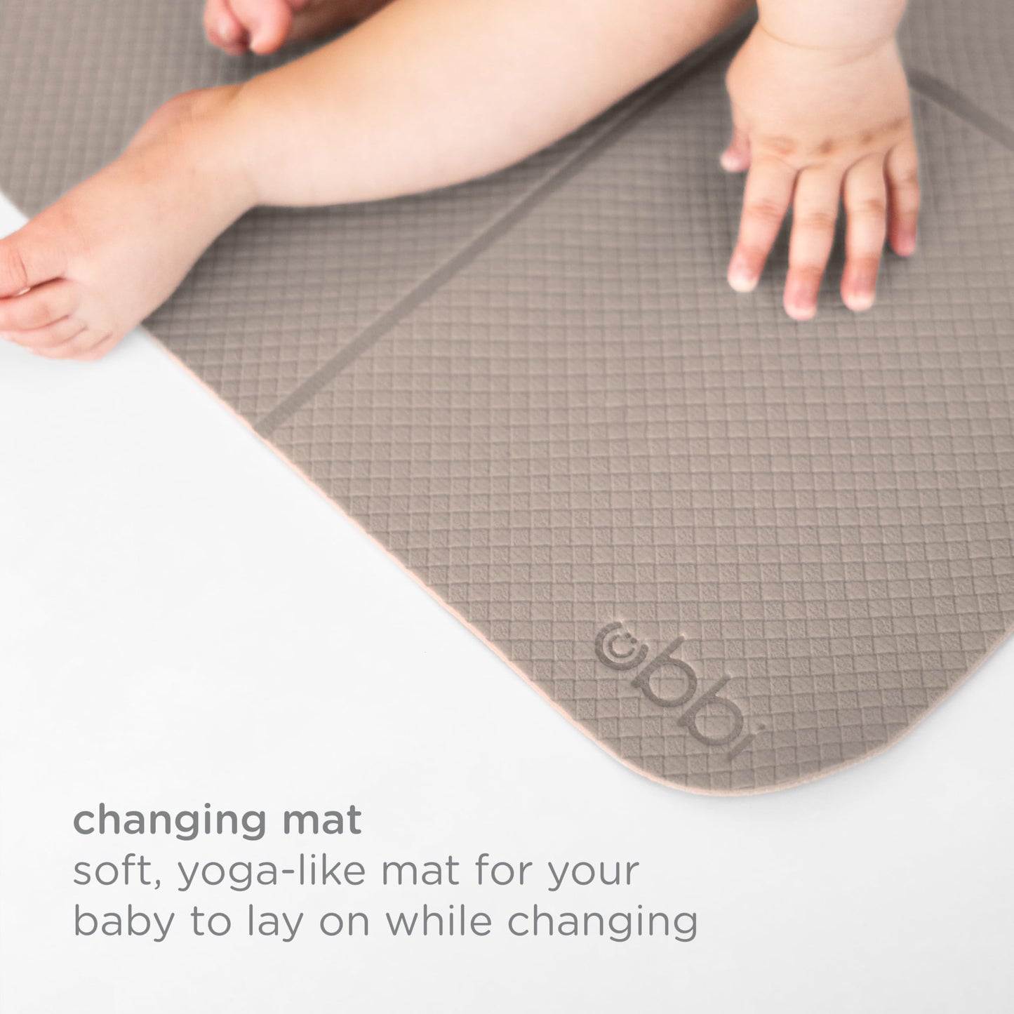 Ubbi On-The-Go Changing Baby Mat with Carrying Bag, Soft and Comfortable Diaper Bag Accessory Must Have for Newborns, Easy to Clean, Portable Changing Pad, Taupe