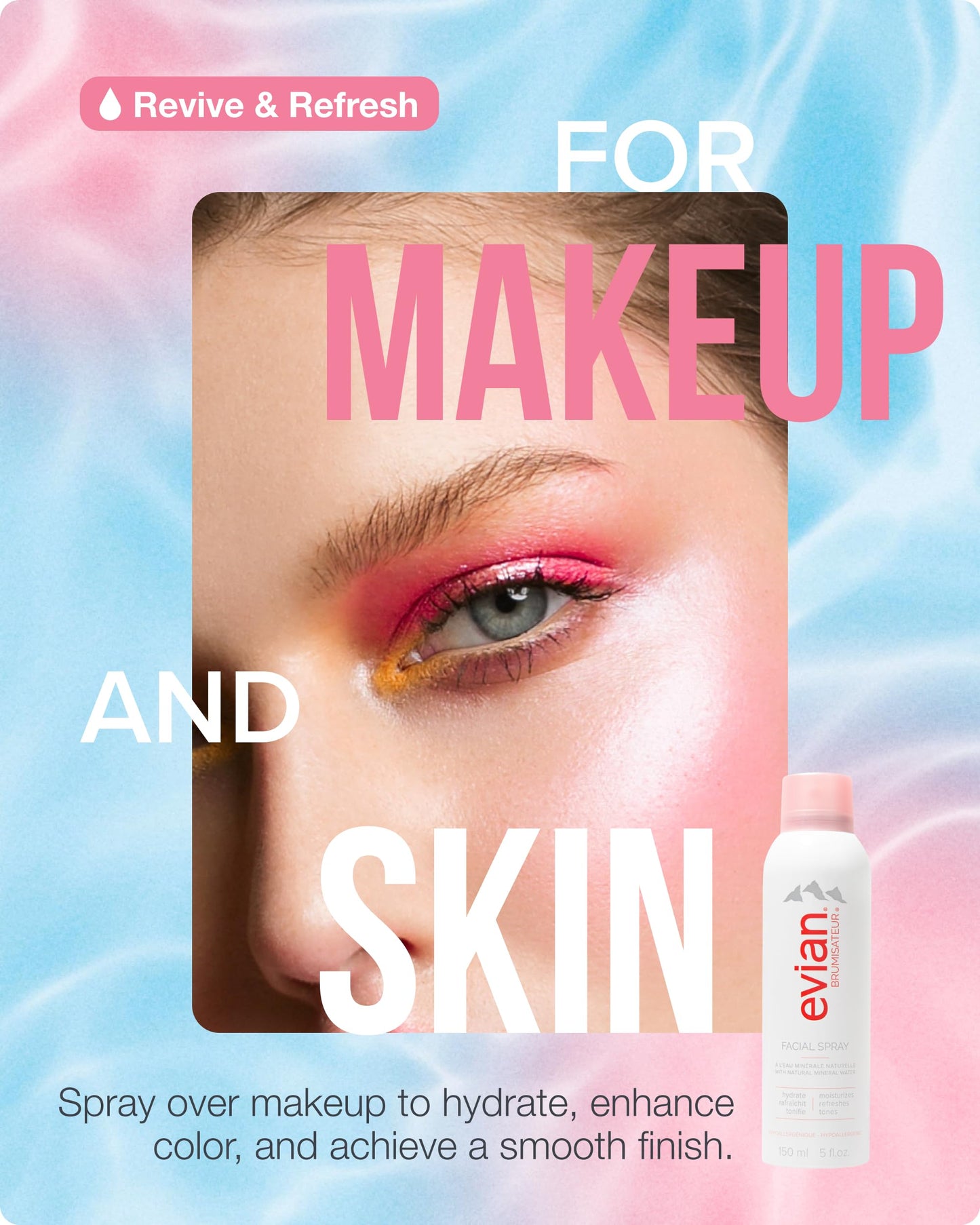 Evian Facial Spray 5 oz Duo Hydrating Mineral Water Mist for Face & Skin Refreshes Makeup, Sets, & Tones Facial Spray Twin Pack for Daily Skincare and Lightweight Facial Moisturizer Mist