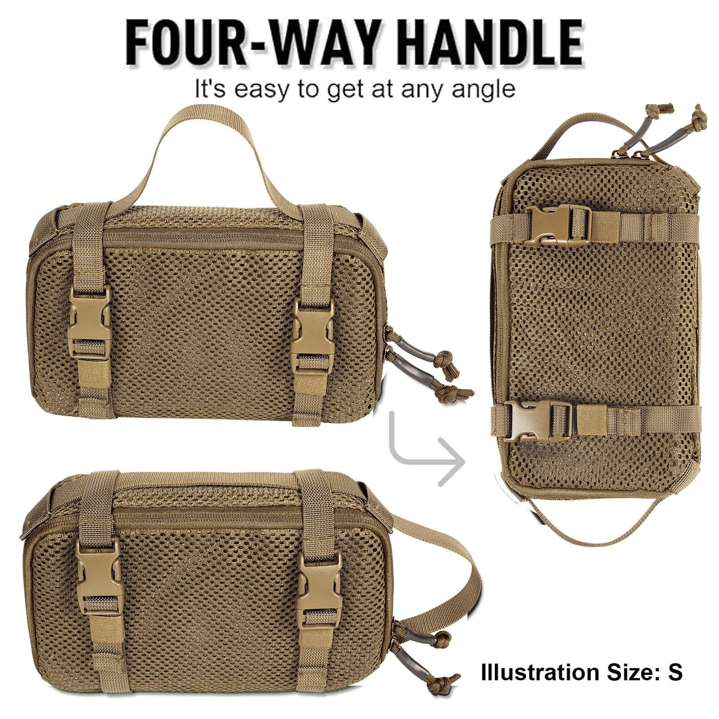 CASONMMAX 4 Set Tactical Packing Cubes ,Compressible Mesh Duffle Storage Bag,Portable Edc Molle Pouch Organizer. (CB)