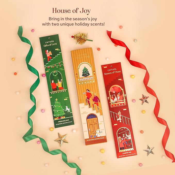 Carnatia House of Joy Incense Sticks – Set of 2 Uplifting Scents | Festive, Long-Lasting Aromas for Holiday Cheer, Cozy Gatherings & a Joyful Home!