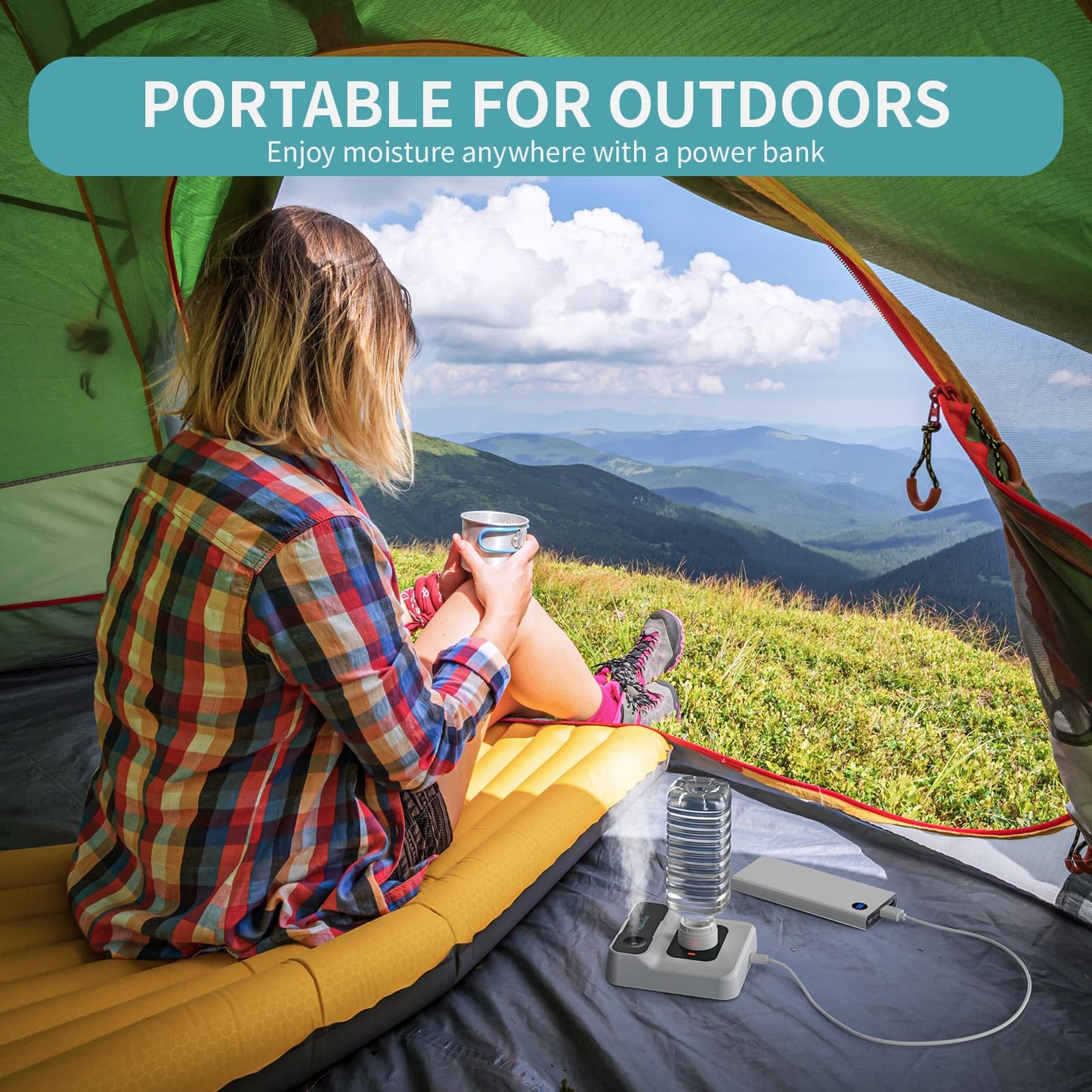 HOMDIS Portable Humidifiers for Travel, Small Mini Humidifier with Auto Shut-Off, Nightlight and Storage Bag for Hotel, Bedroom or Office, Plant Humidifier Indoor, White