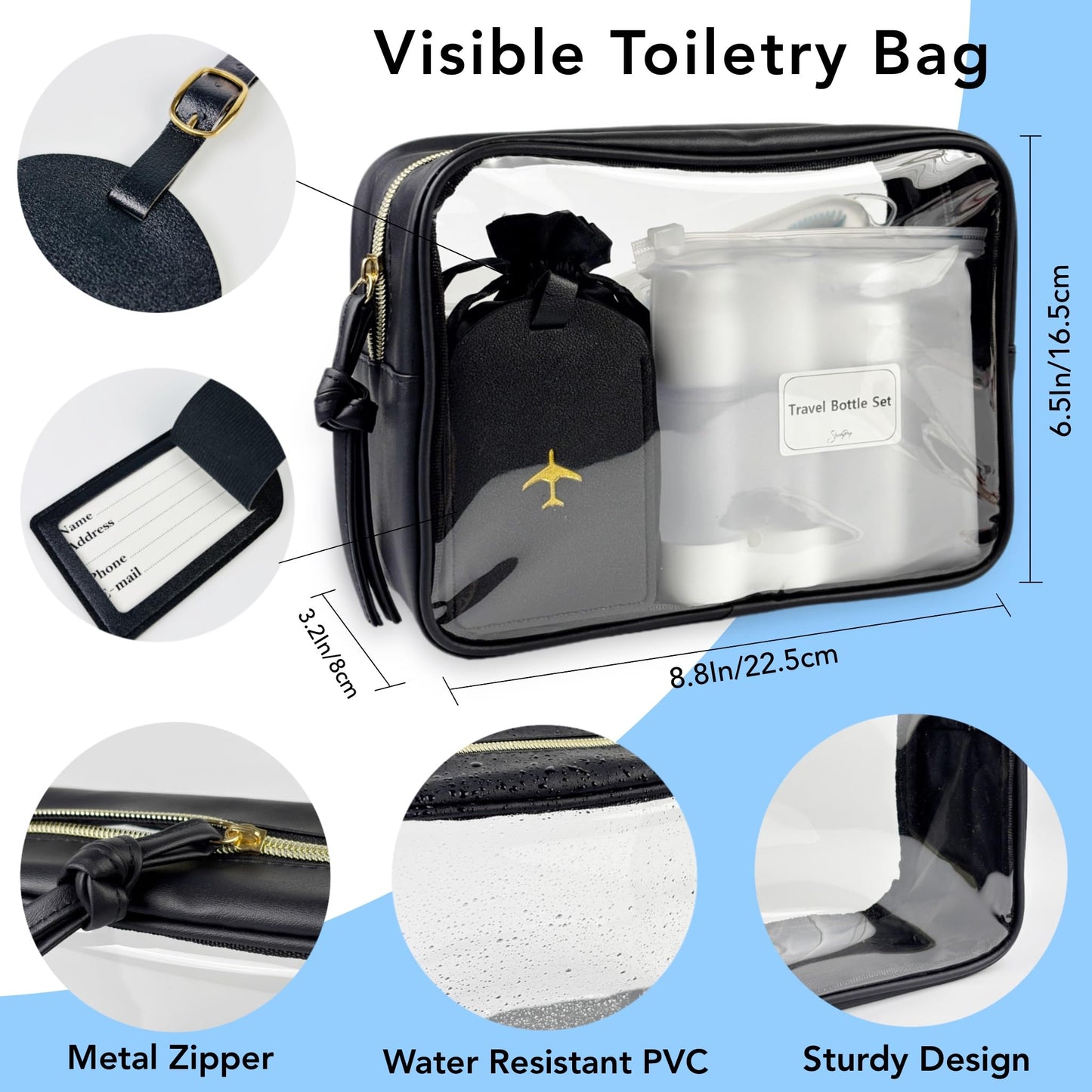 Travel Kit For Wedding And Honeymoon Emergency 32 Essential Items All In One Personal Care Set Toiletry Kit For Couples (Black)