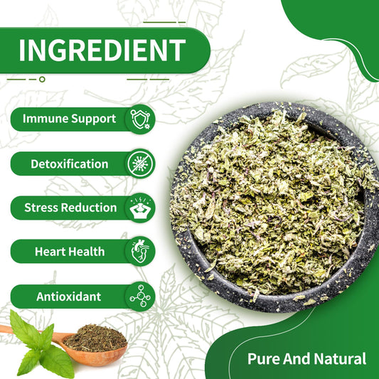 Tempoak Premium Spearmint Tea Bags - 60bags/6.4 Oz 100% Pure & Natural Spearmint Leaves Herbal Tea, Caffeine Free, No Additives, No Sugar, Non-gmo, No Gluten