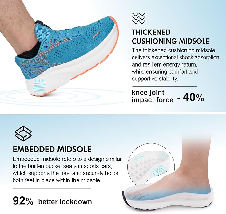 JACKSHIBO Wide Toe Box Shoes for Men Arch Support Shoes Wide Width Sneakers for Running Walking Athletic Tennis Orthopedic Plantar Fasciitis Workout with Thick Cushioned Zero Drop Sole