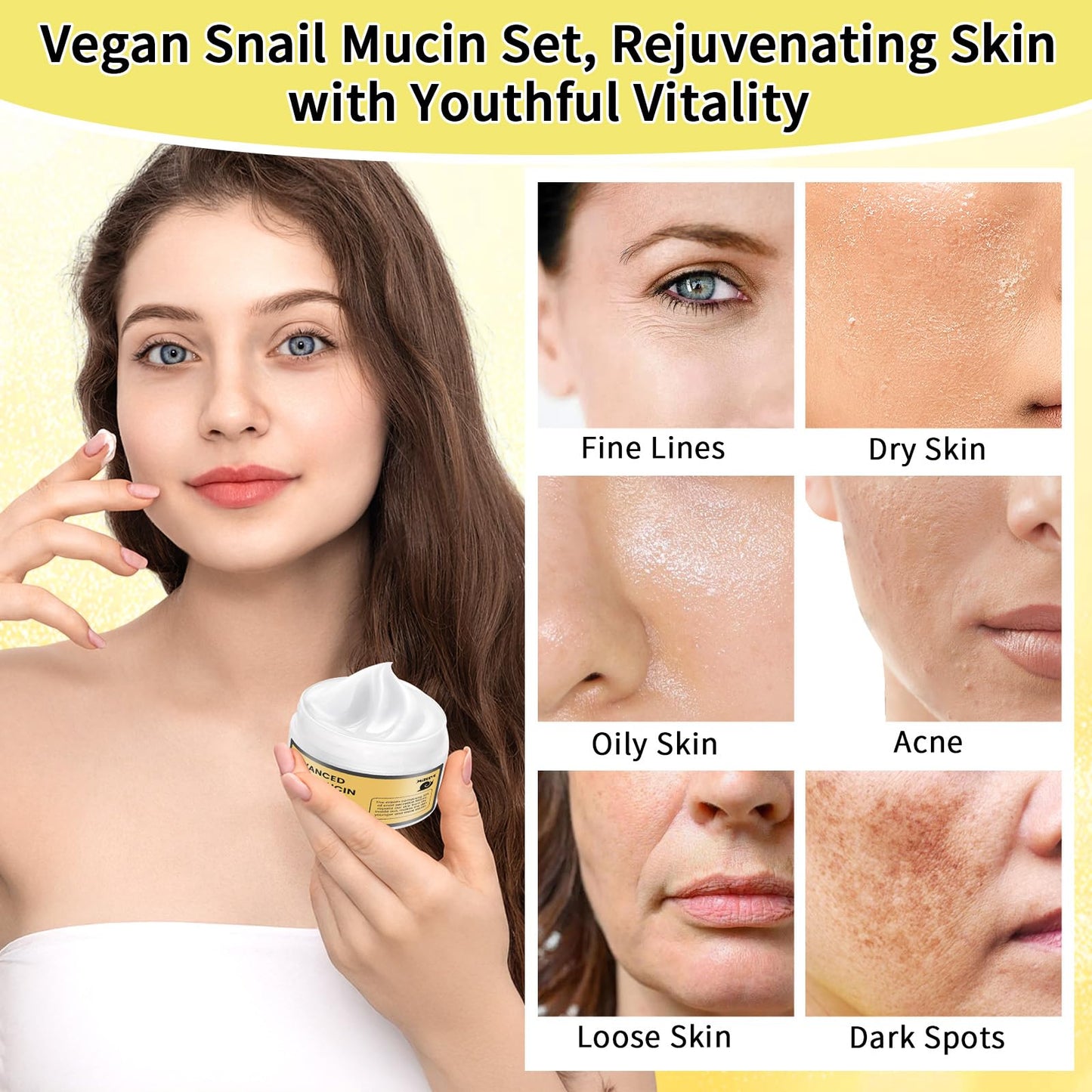 Advanced Snail Mucin Skincare Set For Teen Girl, Anti Wrinkle & Repair Face Skin Care Gift Set With Face Wash, Toner, Serum, Face Cream, Eye Cream, 5PCS Peptides Snail Mucin Kit Travel Size For Women.