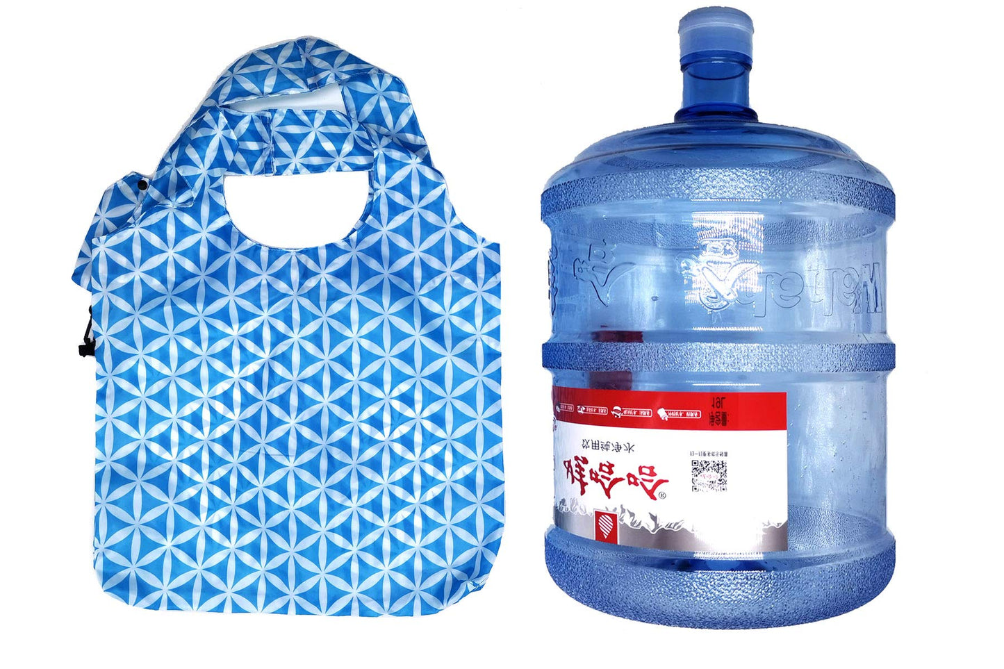 HOLYLUCK Reusable Grocery Bags,Heavy Duty Foldable Shopping Tote Bag (Standard, 3 Blue Geometric Flowers)