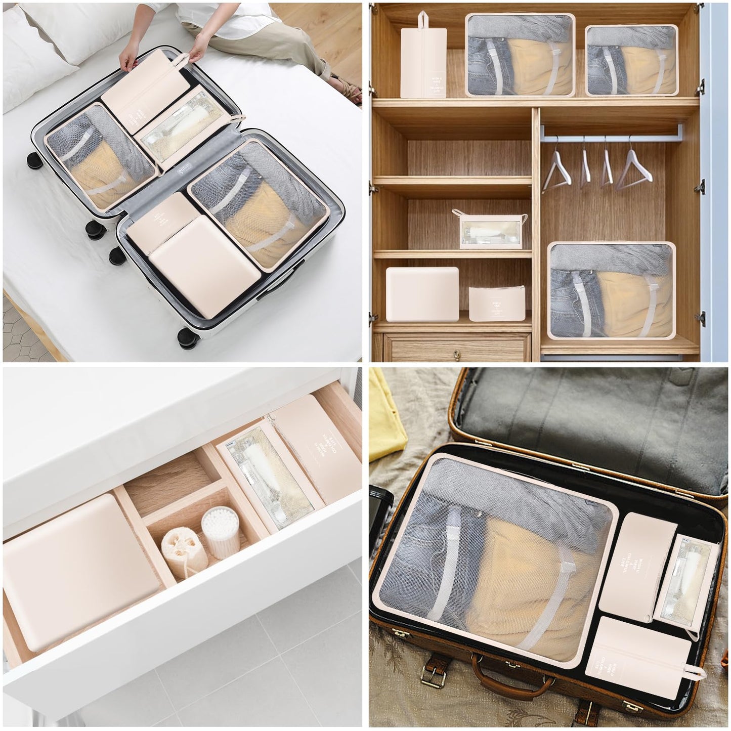 8 Set Packing Cubes for Travel,Packing Cubes Travel Luggage Packing Organizers with Shoe Bag Travel Cubes with Laundry Bag Luggage Organizer Bags for Travel Essentials